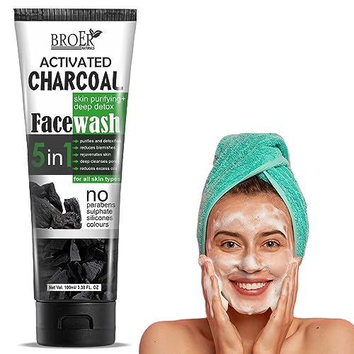 Activated Charcoal Face Wash for Women - Deep Pore Cleansing & Oil Control | Skin Purifying Detox Treatment Fights Blackheads & Pollution | 100ml | Perfect for Daily Skincare Routine & Acne-Prone Skin