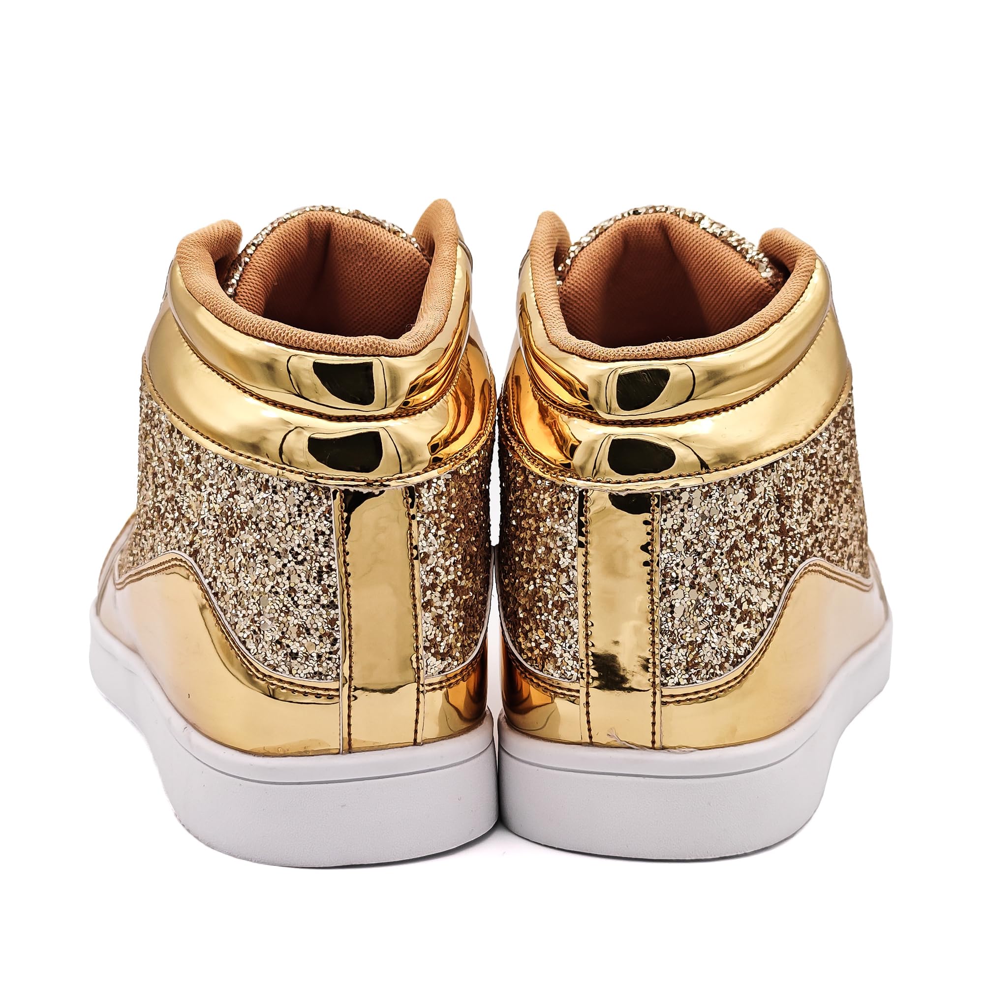 IGxx Men's Fashion High Top Glitter Sneakers - Sparkly Sequin Casual Shoes with Bling for Party, Night Out & Special Events
