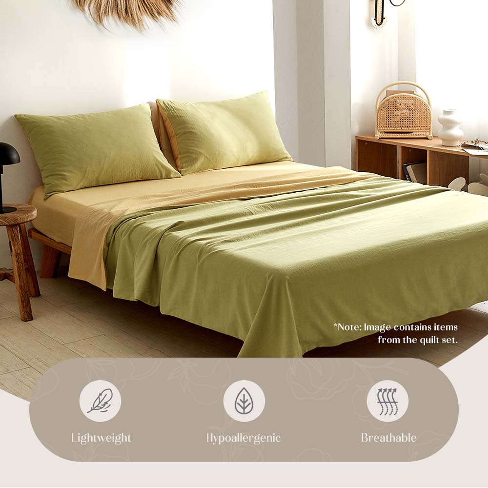 Premium 100% Cotton Yellow Sheet Set - Single Size Bed Sheets with Flat Sheet & Pillowcase - Soft & Breathable for Comfortable Sleep - Perfect for Guest Rooms, Dorms & Cozy Bedrooms