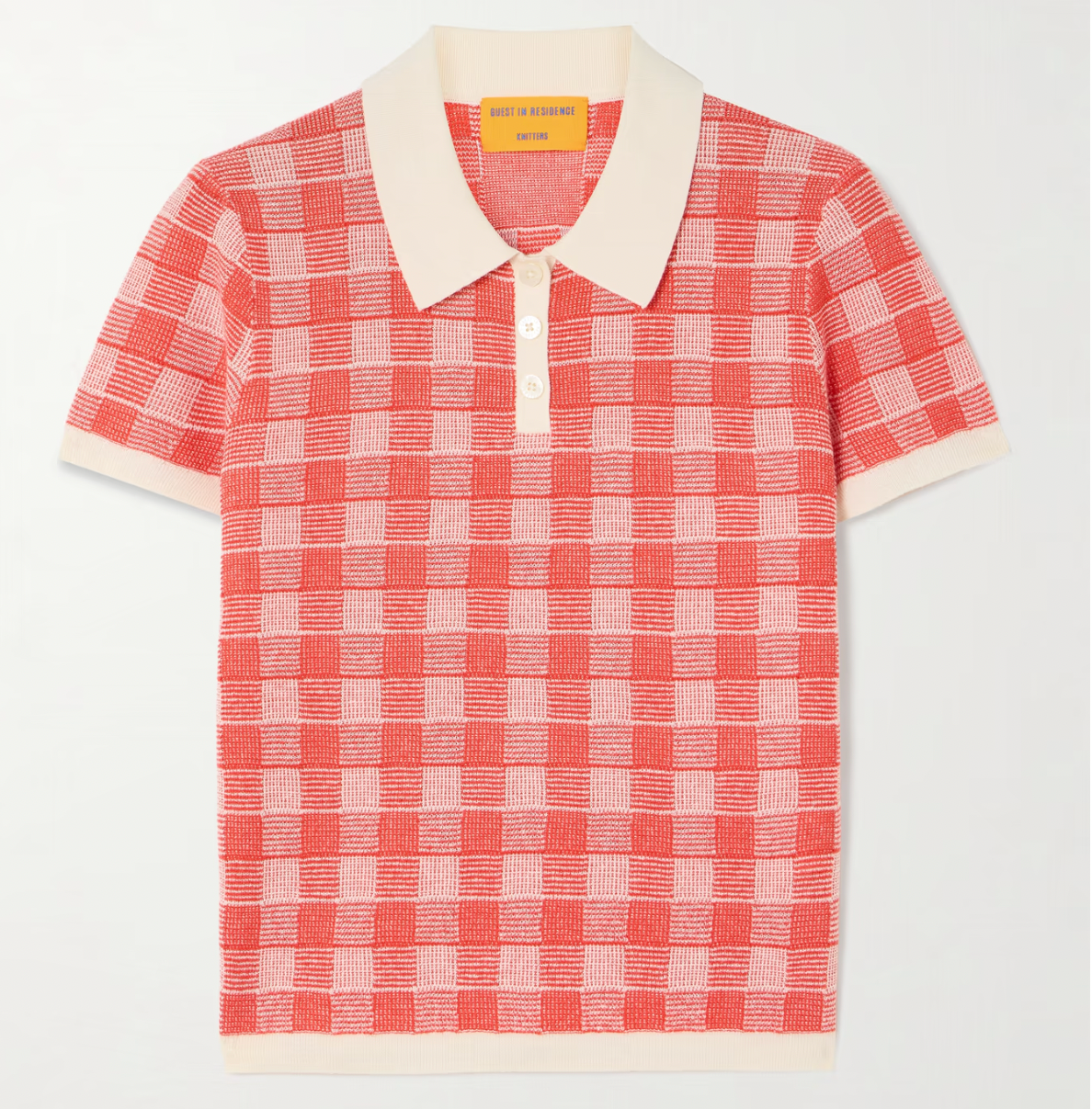 Guest in Residence Gingham Shrunken Polo Shirt - Classic Cotton Men's Casual Top for Summer & Spring | Perfect for Beach, Golf, and Outdoor Activities