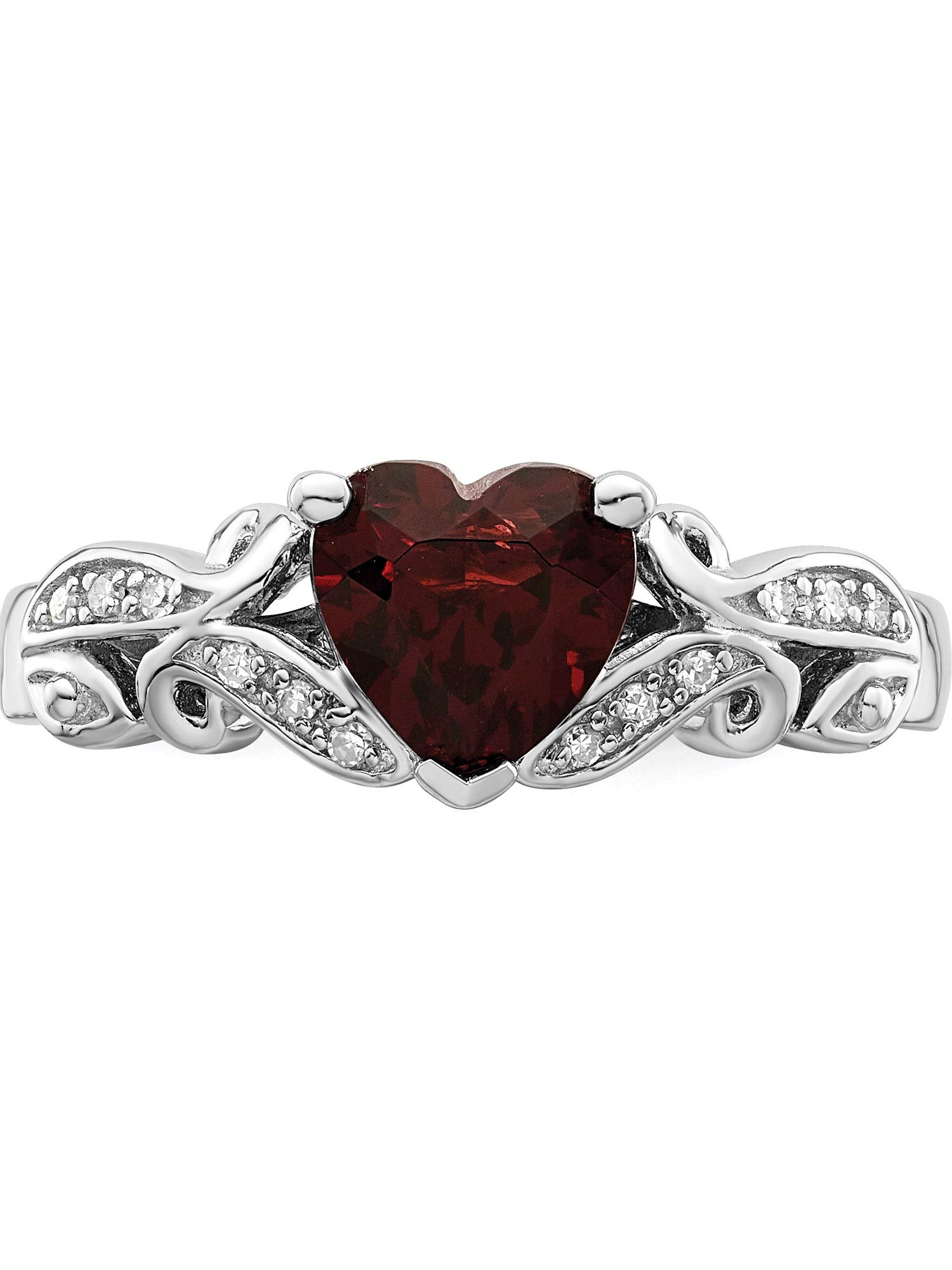 Sterling Silver Rhodium-Plated Diamond & Garnet Ring for Women - Elegant Birthstone Jewelry Gift for Anniversary, Valentine's Day & Special Occasions | Sweet Pea Jewelry Collection
