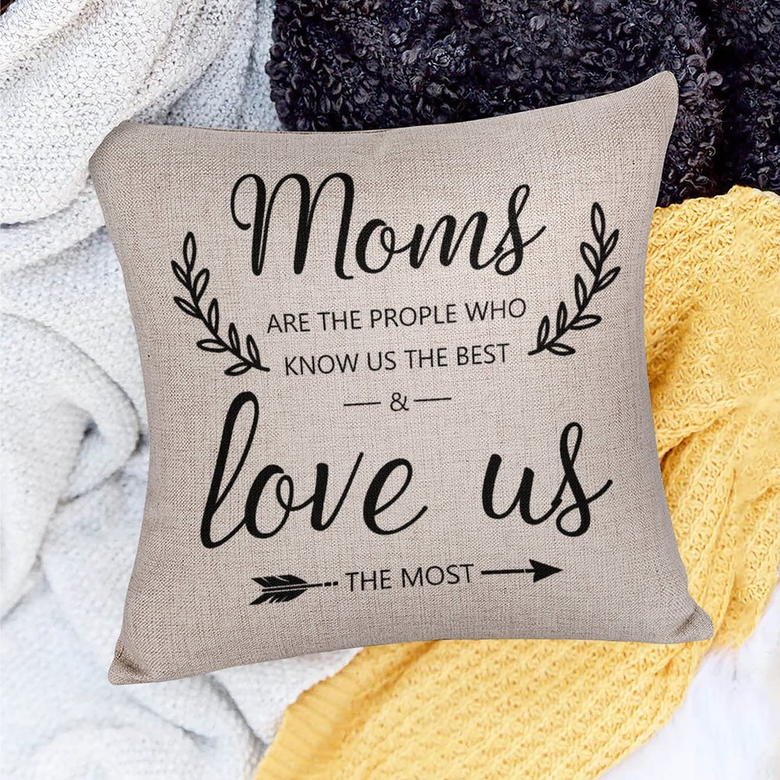 Soft Cotton Linen Decorative Throw Pillow Covers for Home Decor - Moms Are The People Pattern Pillow Shams with Hidden Zipper for Sofa, Couch, Chair & Bedroom - Perfect for Living Room Accents, Nursery Decor & Cozy Home Styling