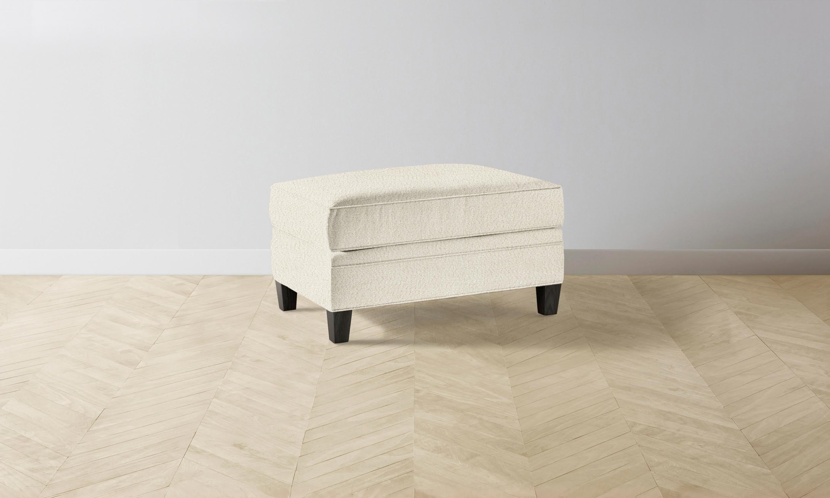 Carmine Ottoman - Italian Bouclé White Fabric Footstool | Elegant Living Room Accent for Home Decor & Comfortable Footrest