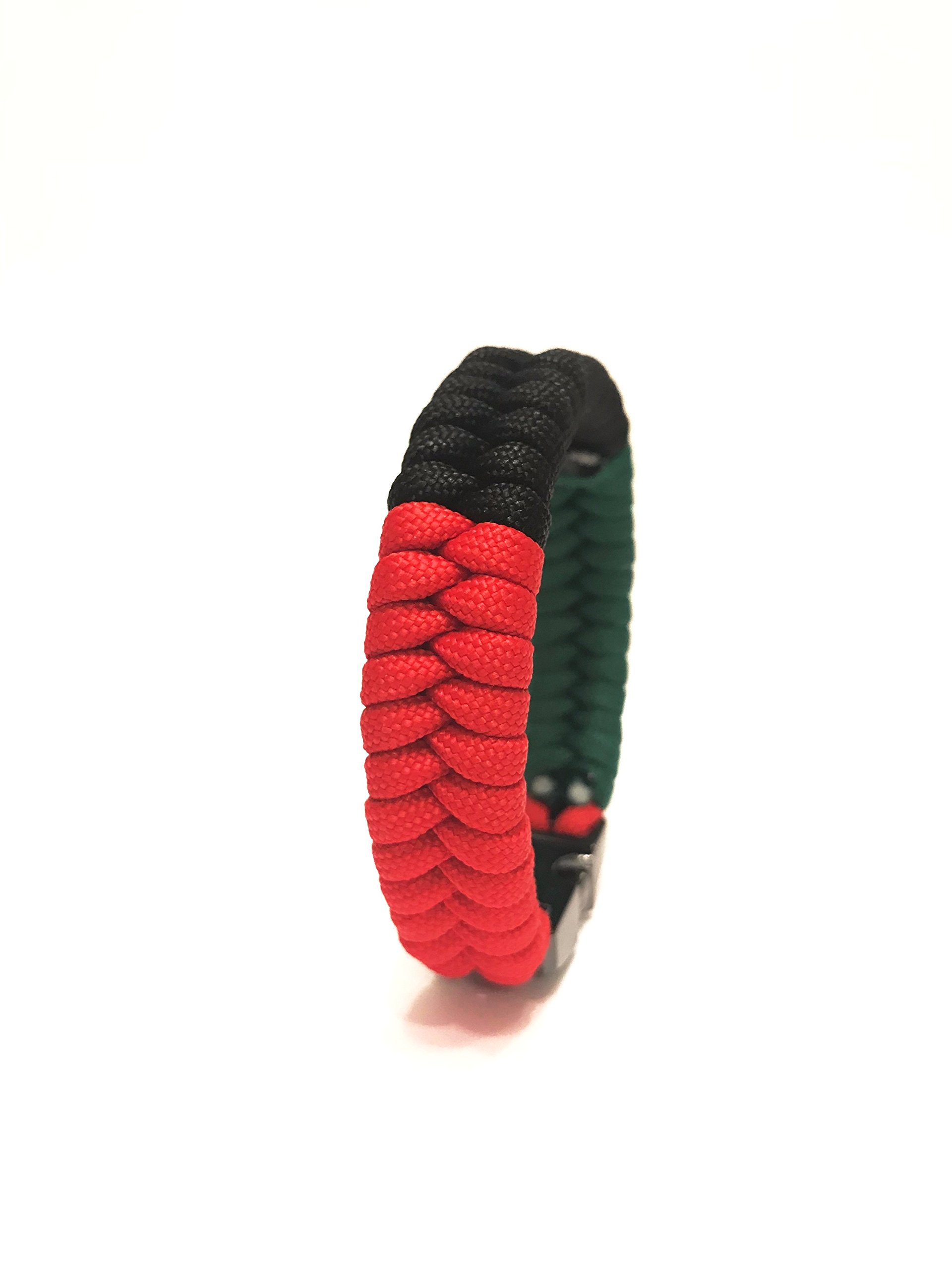 African American Flag Paracord Bracelet for Men & Women - Adjustable Size 8.5 - Patriotic Outdoor Survival Gear for Camping, Hiking & Everyday Wear