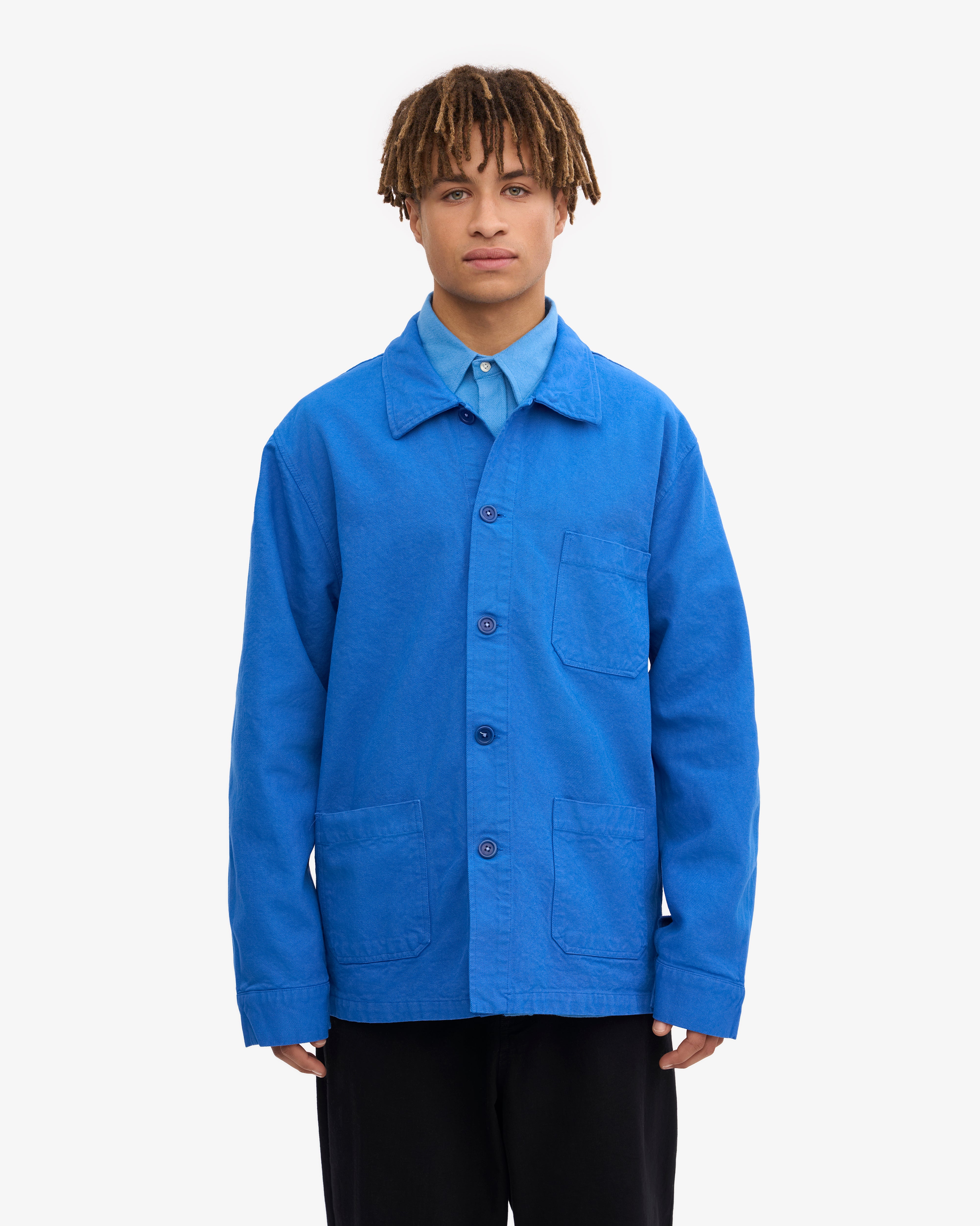 Organic Workwear Jacket for Men & Women | Durable Eco-Friendly Cotton | Pacific Blue | Perfect for Outdoor Jobs, Hiking & Casual Wear