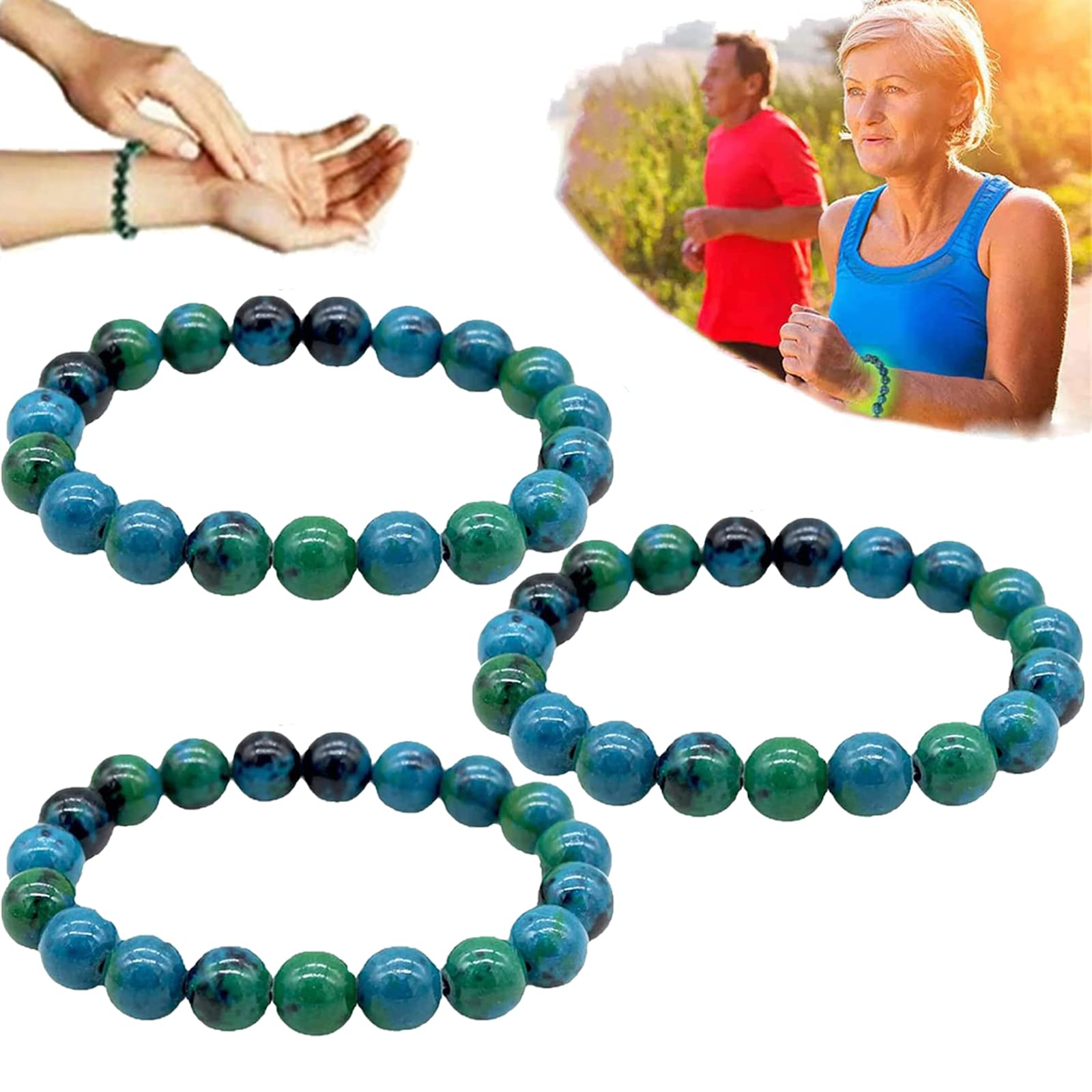 Natural Chrysocolla Crystal Energy Beaded Bracelet for Diabetes Relief - 8mm Healing Stone Bracelet for Women & Men - Spiritual Wellness Jewelry for Meditation & Stress Relief
