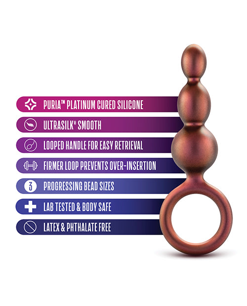 Anal Adventures Matrix Beaded Loop Silicone Plug - Copper Metal Base for Enhanced Sensation | Perfect for Couples Play, BDSM & Solo Exploration
