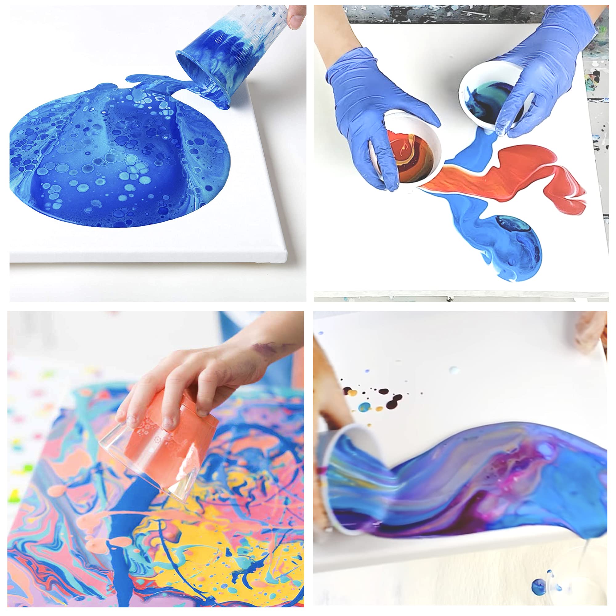 Floetrol Acrylic Paint Pouring Medium Additive - 20 Disposable Mixing Cups & 20 Wooden Stir Sticks for Fluid Art, DIY Crafts, and Home Decor Projects