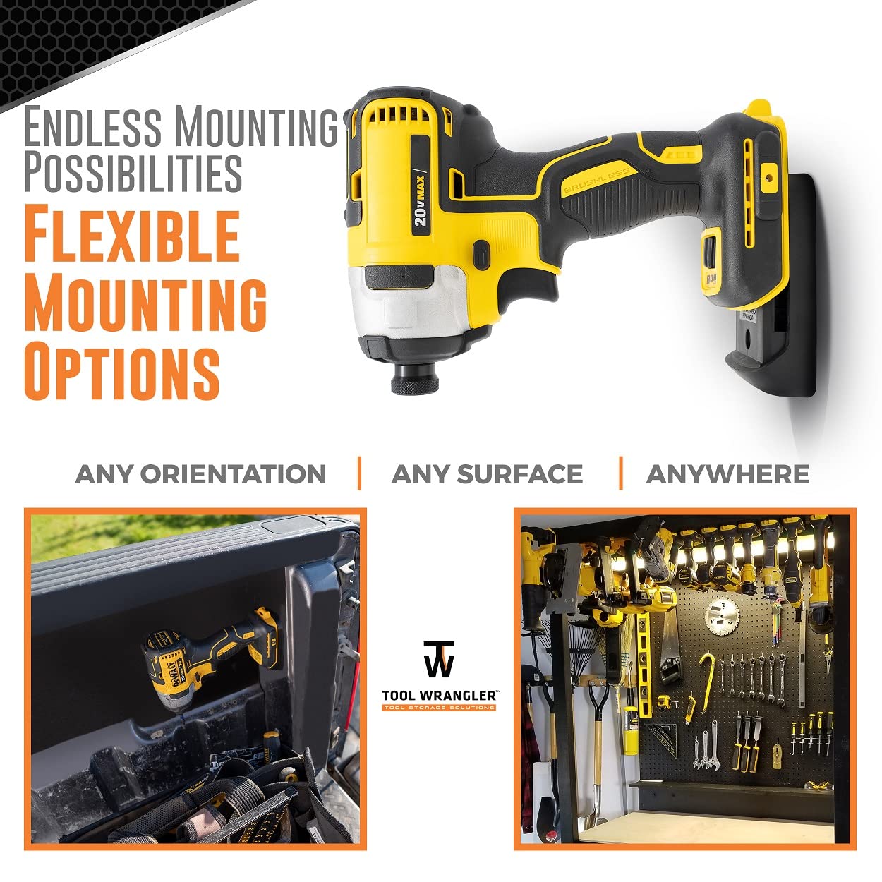 Dewalt Tool Holder Wall Mount Organizer - Fits 20V Max Tools - 8 Slot Storage System | Heavy Duty Drill Holder | Made in USA | Screws Included | Perfect for Garage, Workshop & Toolbox Organization
