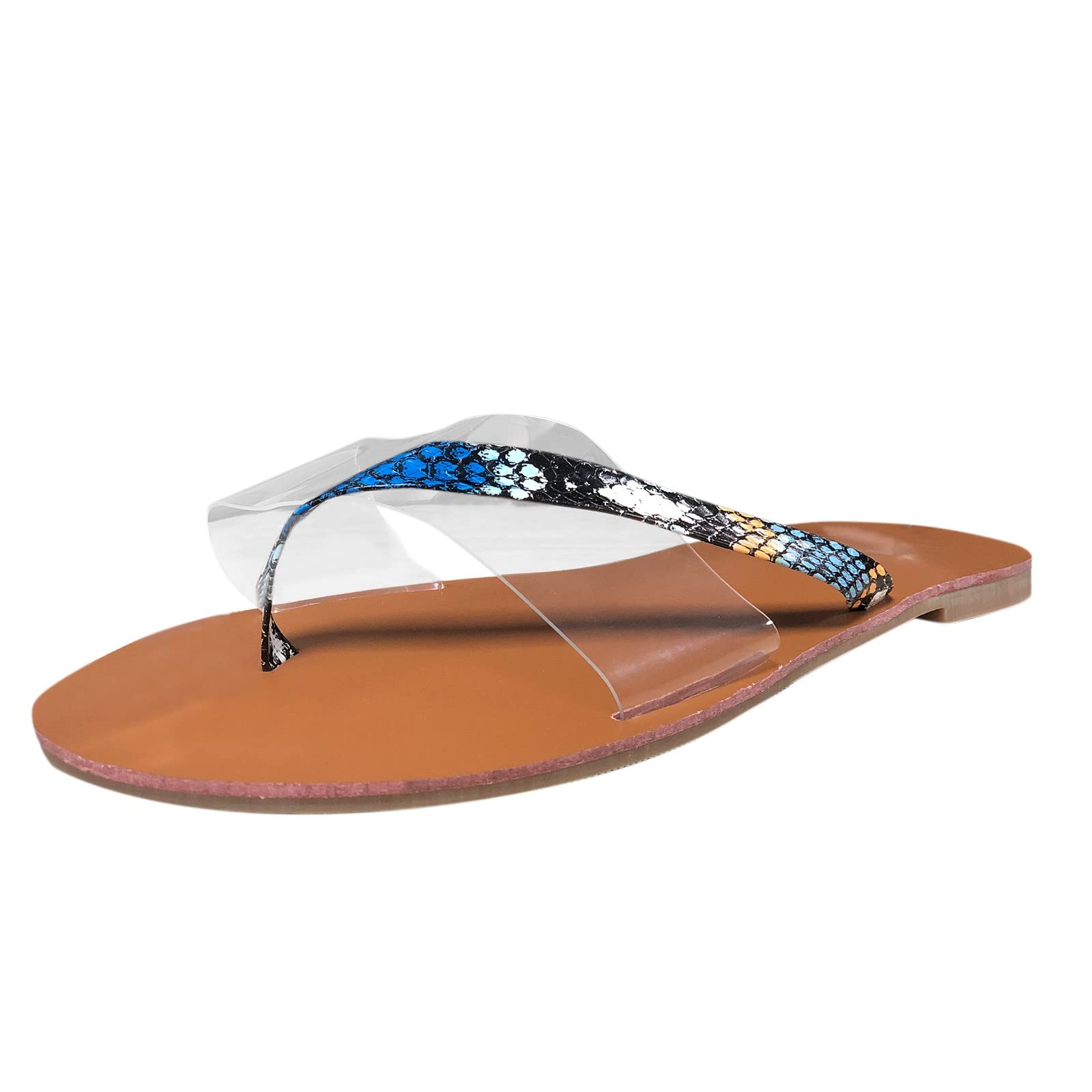 Women's Fashion Beach Slides - Spring & Summer Printed Snake Pattern Flat Sandals for Casual Wear, Poolside, and Vacation Outfits