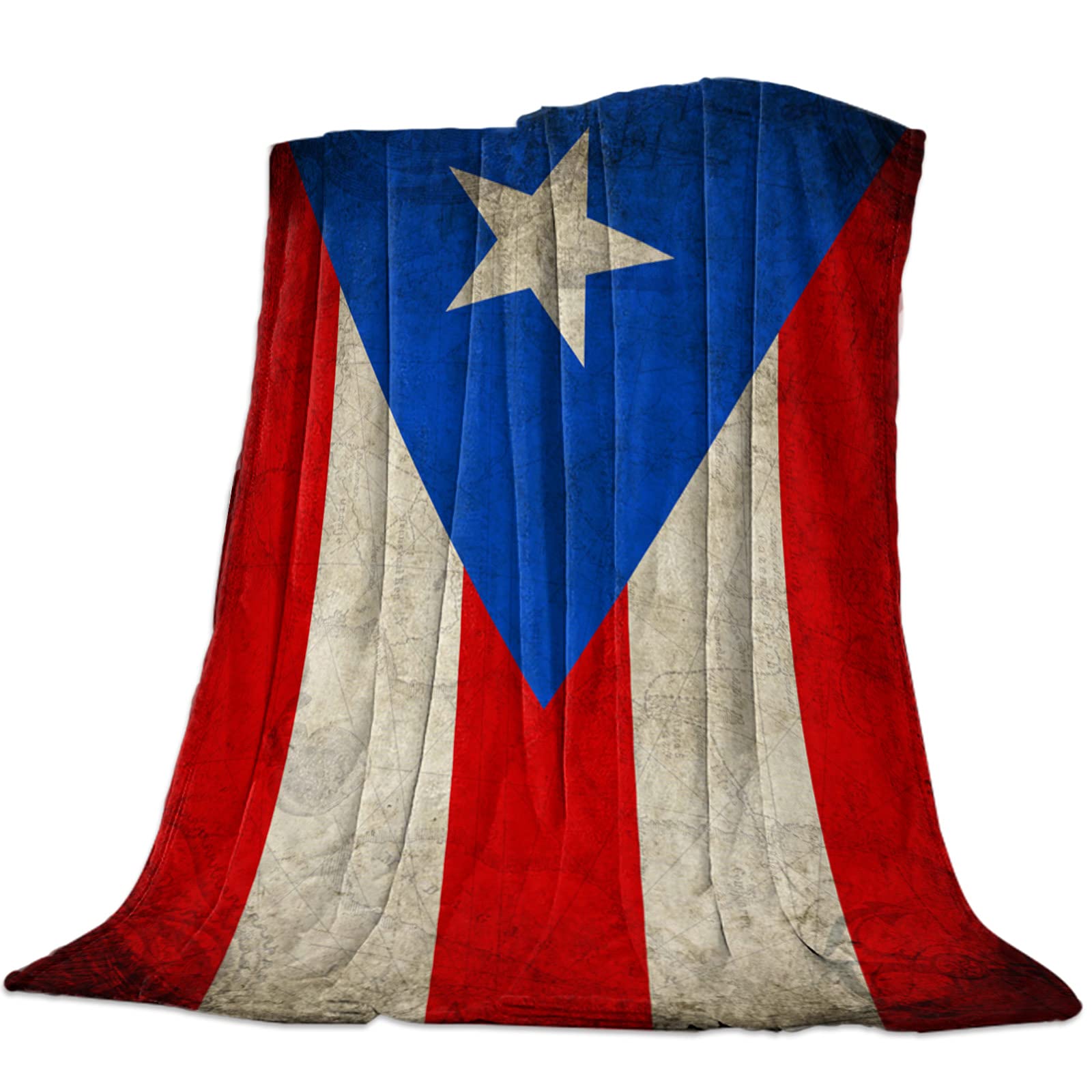 SODIKA Flannel Fleece Blanket - Super Soft Plush Cozy & Lightweight Warm Throw Blanket for Couch, Sofa, Bed - All Season Use - Puerto Rico Flag Design 60