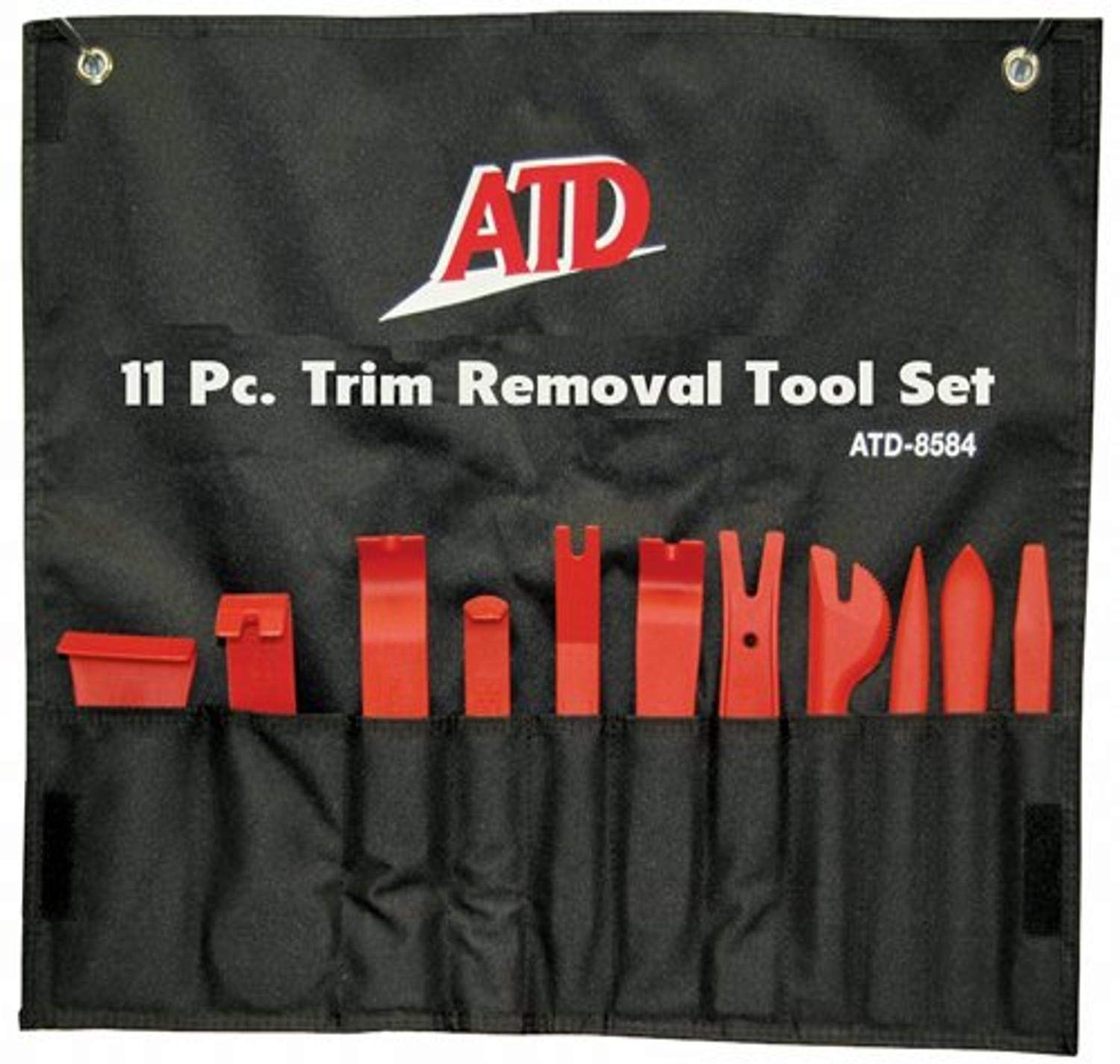 ATD Tools 8584 11-Piece Car Trim Removal Tool Kit - Auto Interior Panel Clip Pry Set for Door Dash Radio Installation & Repair - Perfect for DIY Car Detailing, Stereo Upgrades & Interior Maintenance