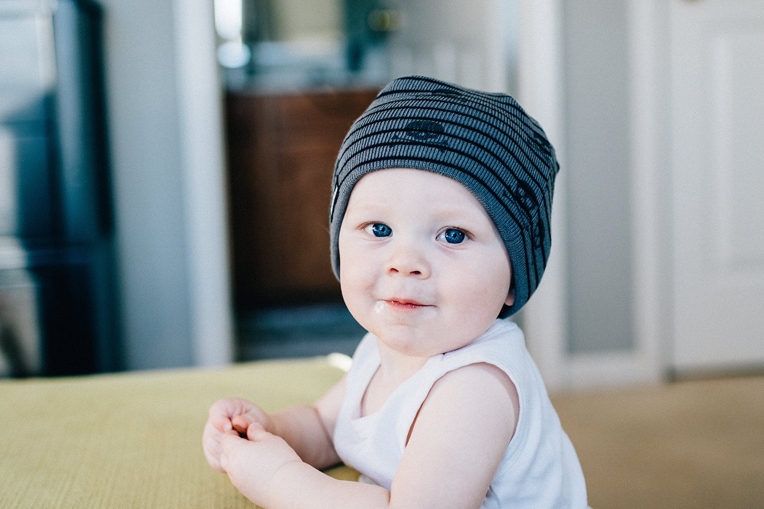 Adorable Baby Boy's Striped Beanie Hat - Soft Knit Winter Newborn Cap for Photoshoots & Outdoor Adventures