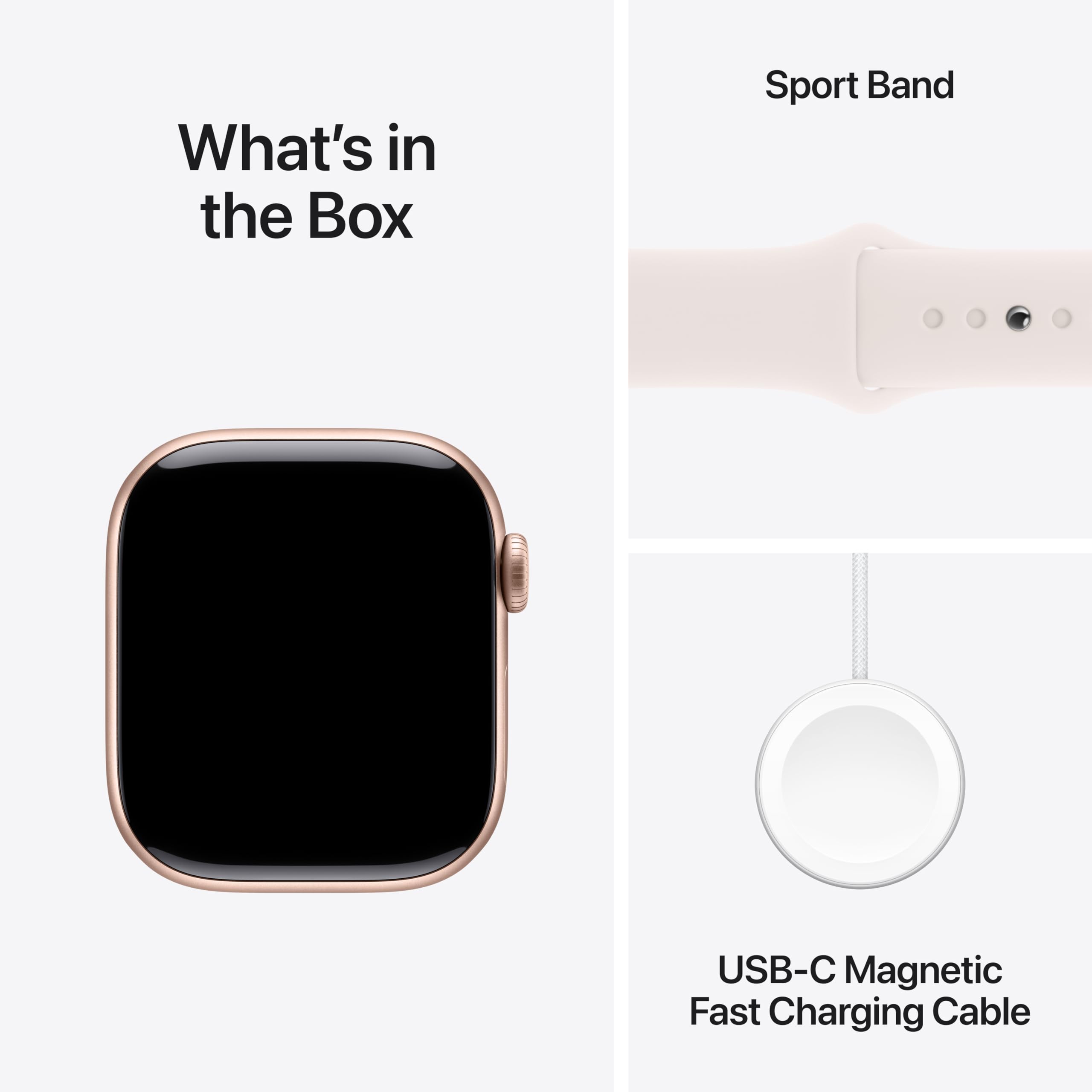 Apple Watch Series 10 [GPS 42mm] Smart Watch with Rose Gold Aluminum Case & Light Blush Sport Band - Fitness Tracker, ECG Monitor, Always-On Retina Display, Water Resistant for Running, Swimming & Daily Activity Tracking
