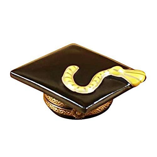 Authentic Limoges Porcelain Graduation Cap Figurine Box - Handcrafted in France - Perfect for Graduation Gifts & Collectible Display