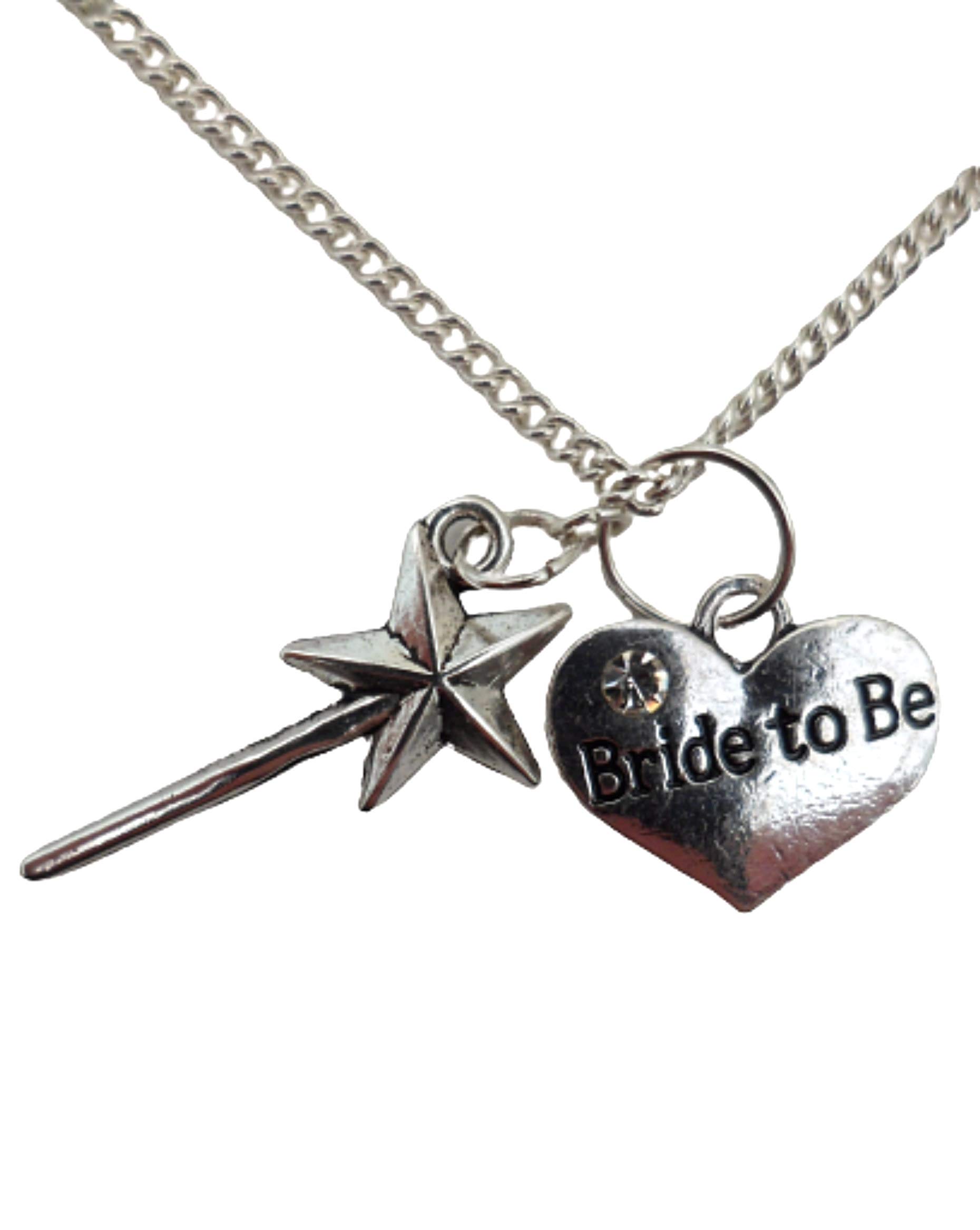 Silver Plated Necklace - Bride Gift with Heart Charm for Wedding