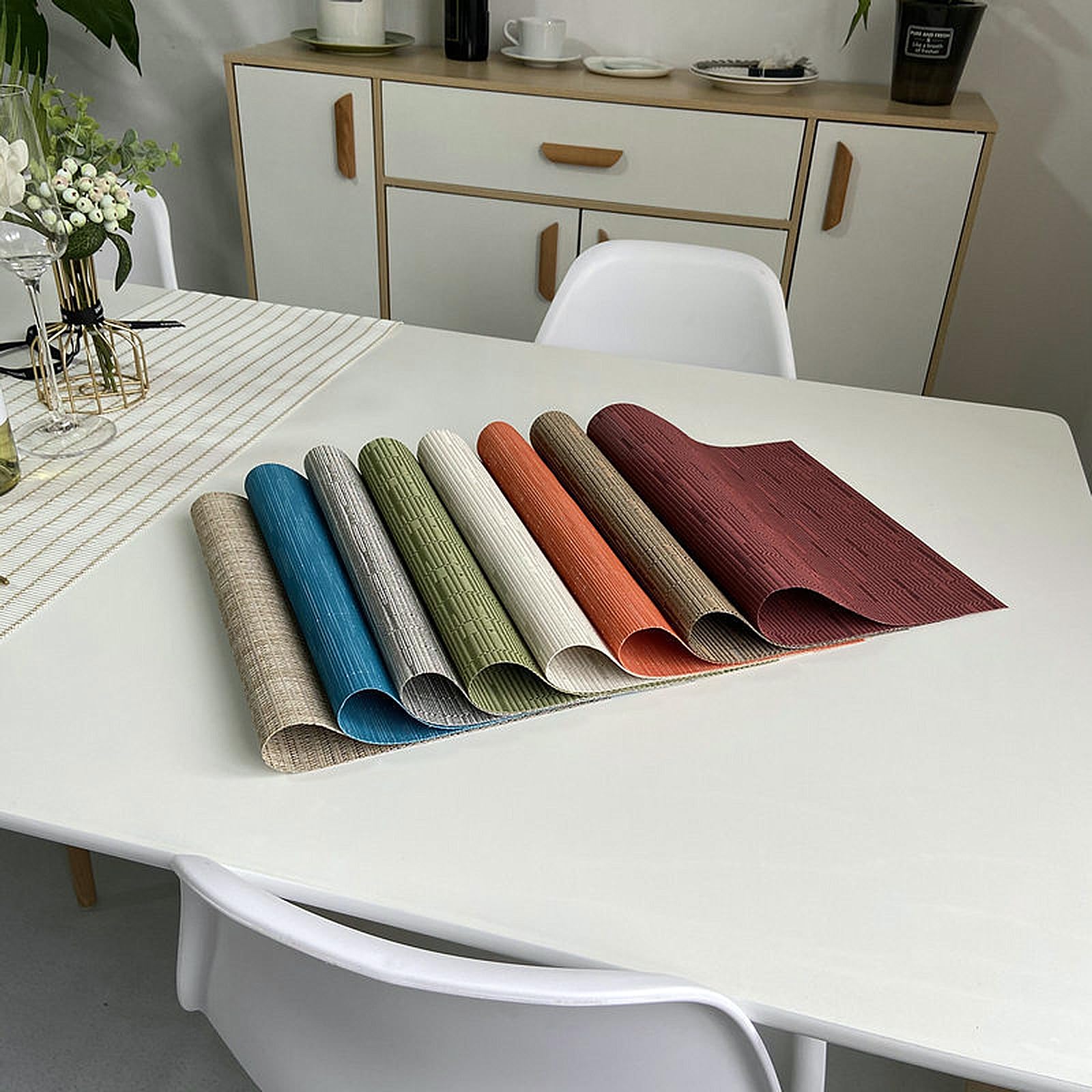 Heat-Resistant & Stain-Resistant Non-Slip Placemats Set of 4 - 11.8x17.7 Inch Washable Insulated Table Mats for Kitchen Dining, Home Decor - Perfect for Everyday Meals, Dinner Parties & Holiday Gatherings (Off-White)