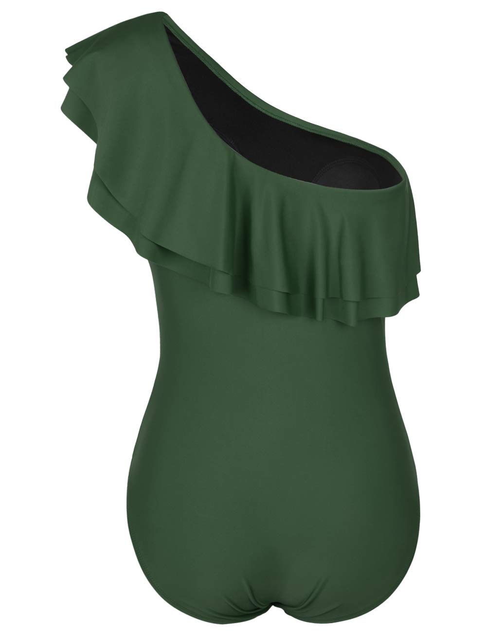 Hilor Women's One Shoulder Asymmetric One Piece Swimsuit with Ruffles - Sexy Bathing Suit for Beach, Pool Party & Vacation