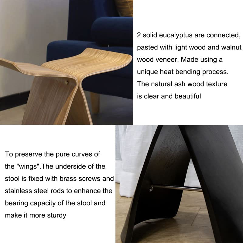 Solid Wood Butterfly Stool - Walnut Ottoman Pouf for Living Room, Bedroom, Classroom & Garden - Multi-Functional Low Shoe Stool, Side Table & Footrest - Handcrafted Home Decor Furniture