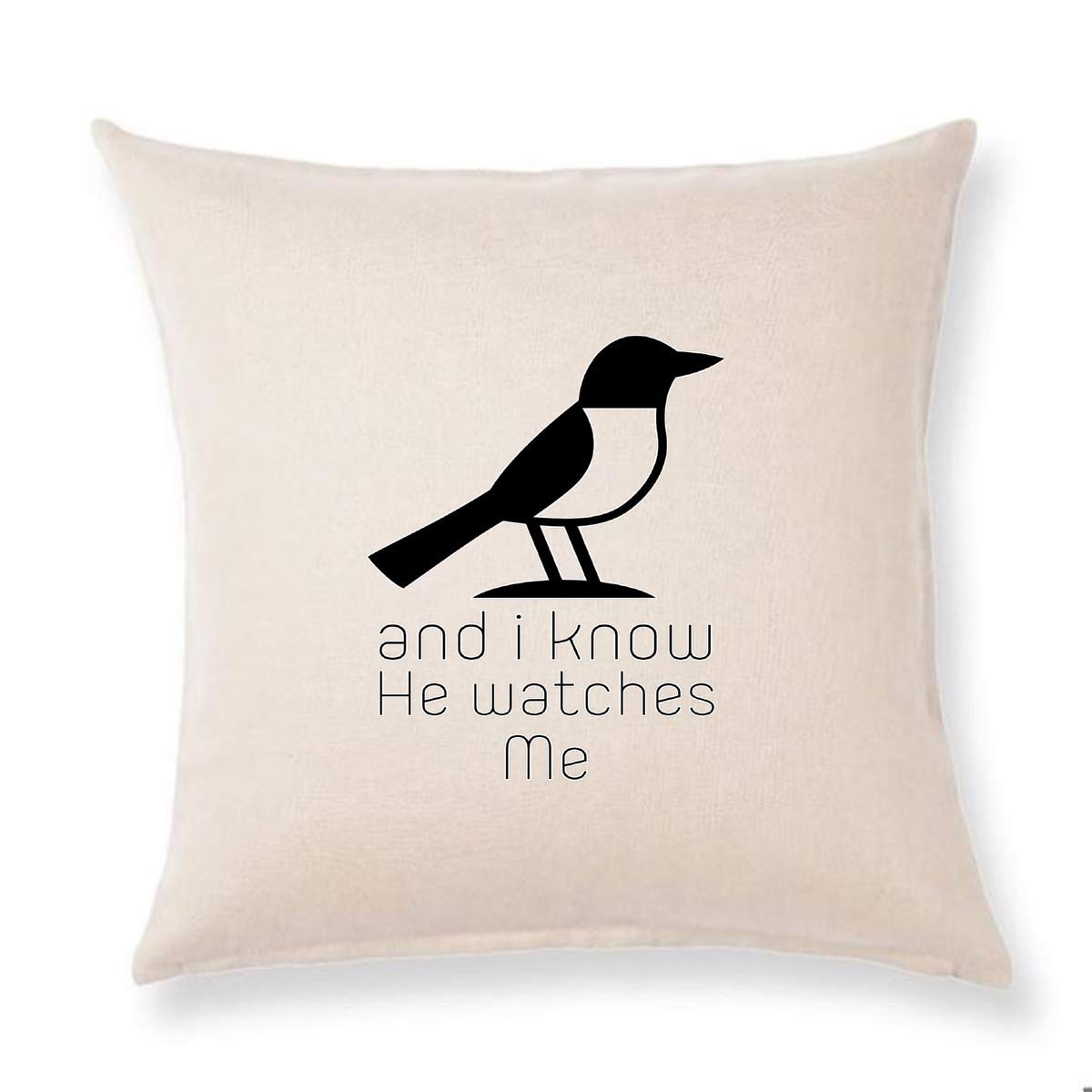 Religious Inspirational Quote Throw Pillow Cover - 'I Know He Watches Over Me' with Sparrow Bird Design, Farmhouse Decor, Vintage Home Decorations - Perfect for Living Room, Bedroom & Prayer Room Decor