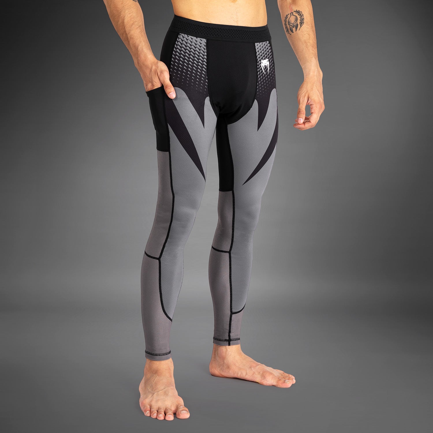 Venum Attack Men's Compression Spats - Black - MMA, BJJ & Workout Gear for Training & Fitness