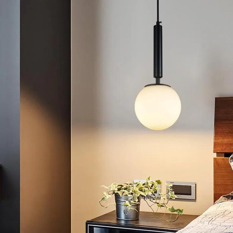 Modern Single Head Glass Ball Pendant Light - Minimalist Ceiling Fixture for Kitchen Island, Dining Room, Bedroom & Living Room Lighting