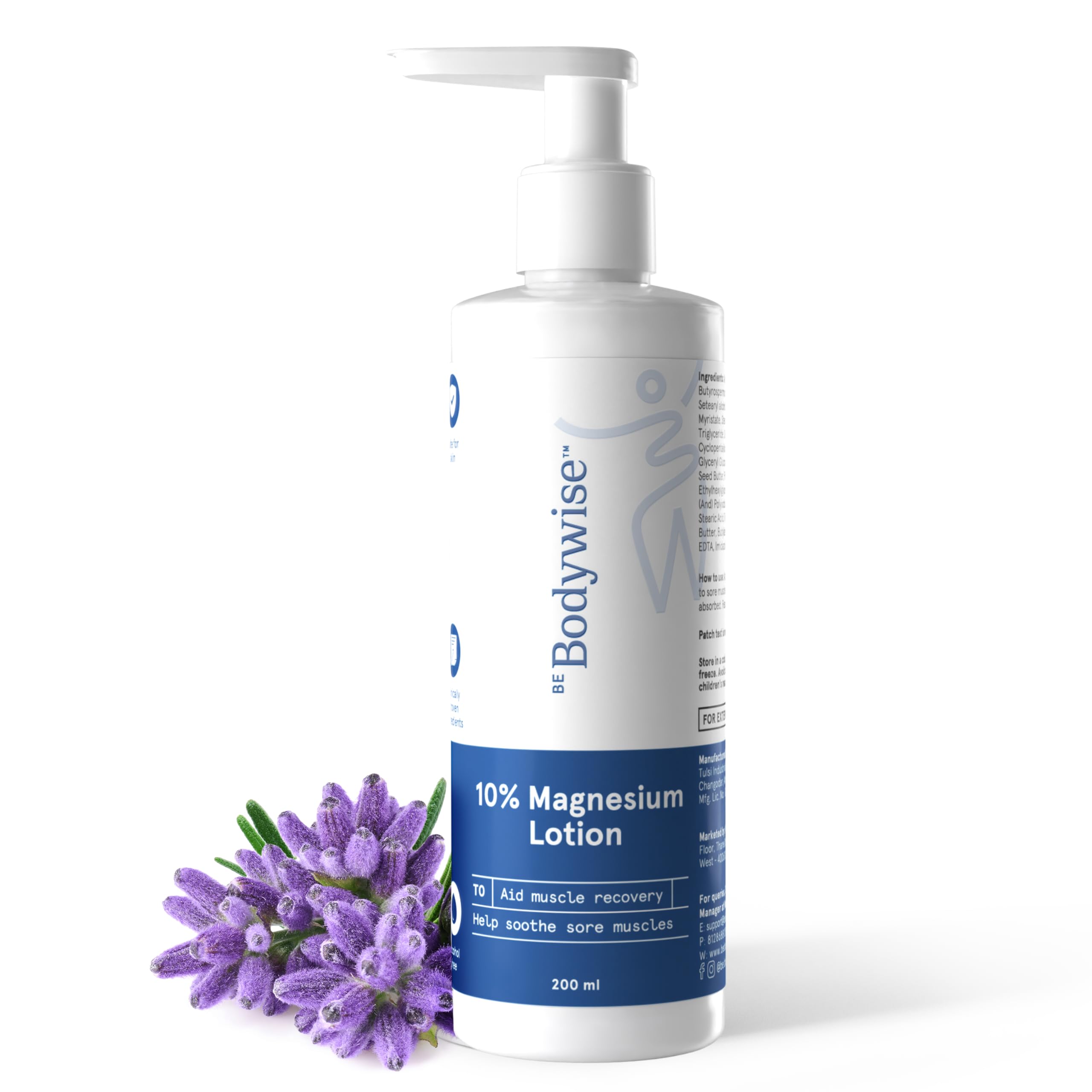 Be Bodywise 10% Magnesium Sleep Body Lotion 200ml - Muscle Recovery & Relaxation Cream with Shea Butter & Lavender | Mild Scent, Lightweight, Non-Greasy Formula | Perfect for Nighttime Relaxation & Post-Workout Recovery