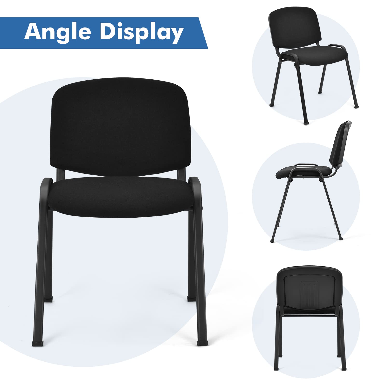 S AFSTAR 5-Pack Stackable Conference Chairs with Padded Seat Cushion - Ergonomic Office Guest Chairs for Reception, Waiting Room, Meeting Room, Office Lobby & Church - Perfect for Business Meetings, Events & Worship Spaces