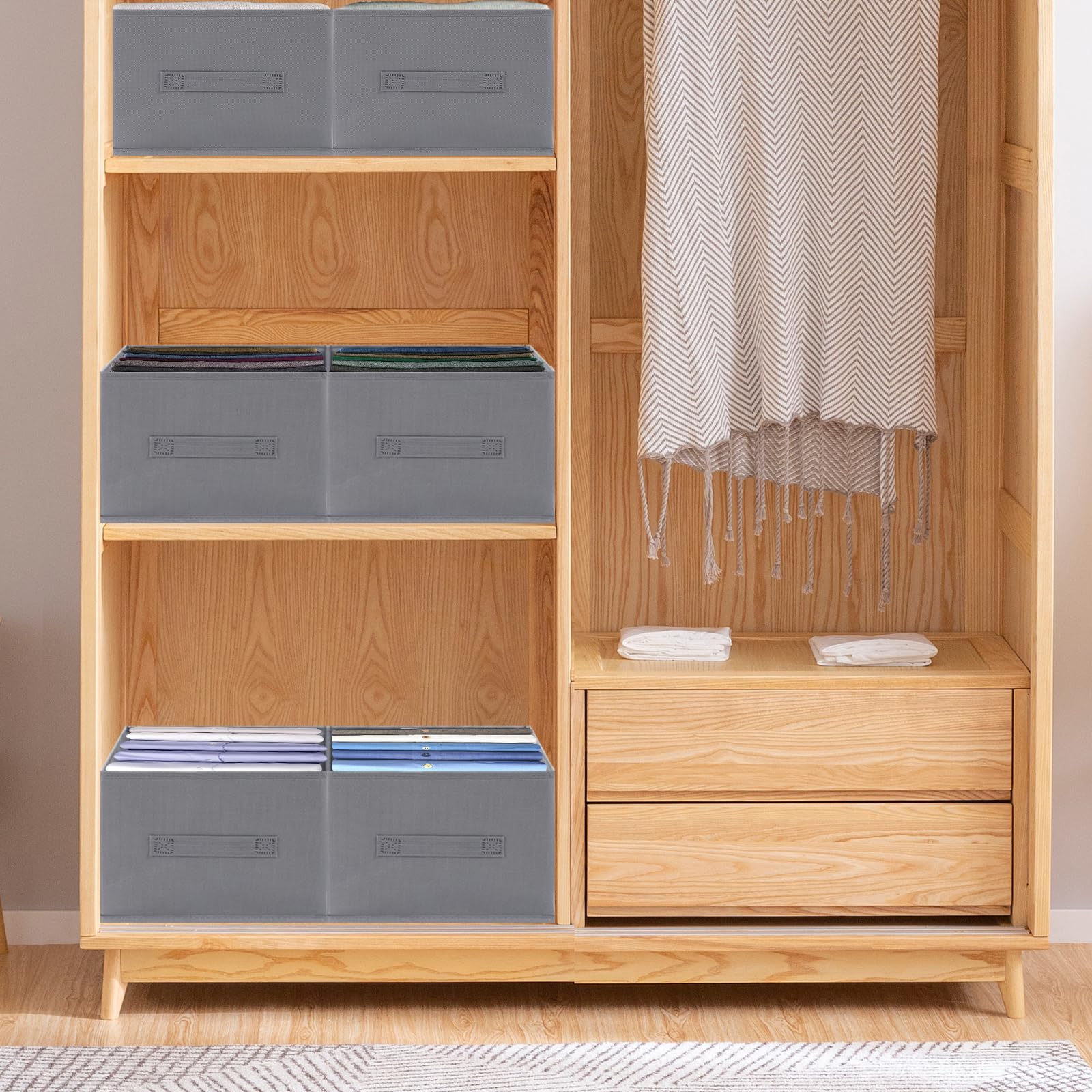 4-Pack Fabric Storage Bins with Handles - Collapsible for Bedroom & Living Room Organization