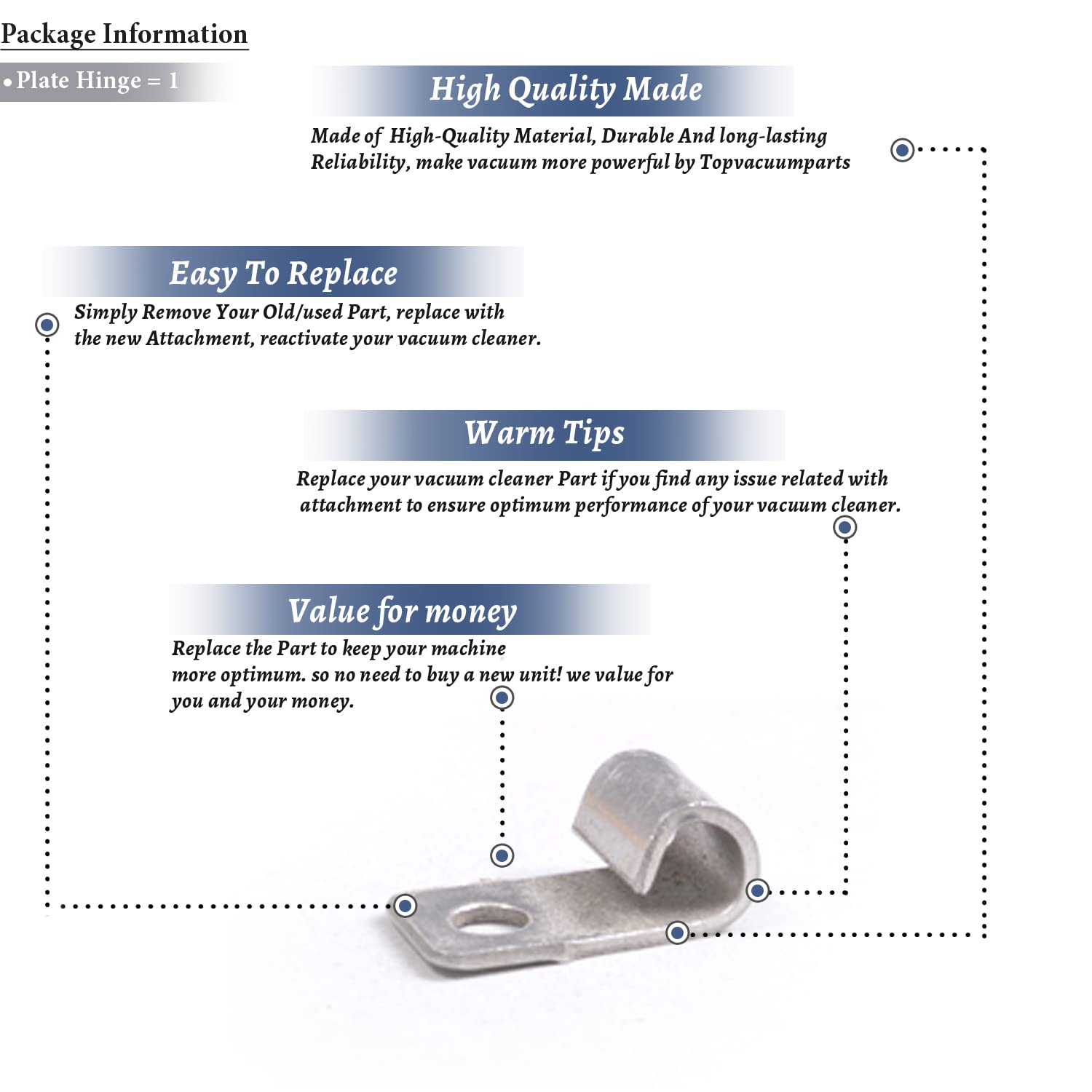 Original Kirby Vacuum Cleaner Bottom Plate Hinge Replacement Part #154769S - Compatible with Kirby Models - Durable Vacuum Accessory for Home Cleaning & Maintenance
