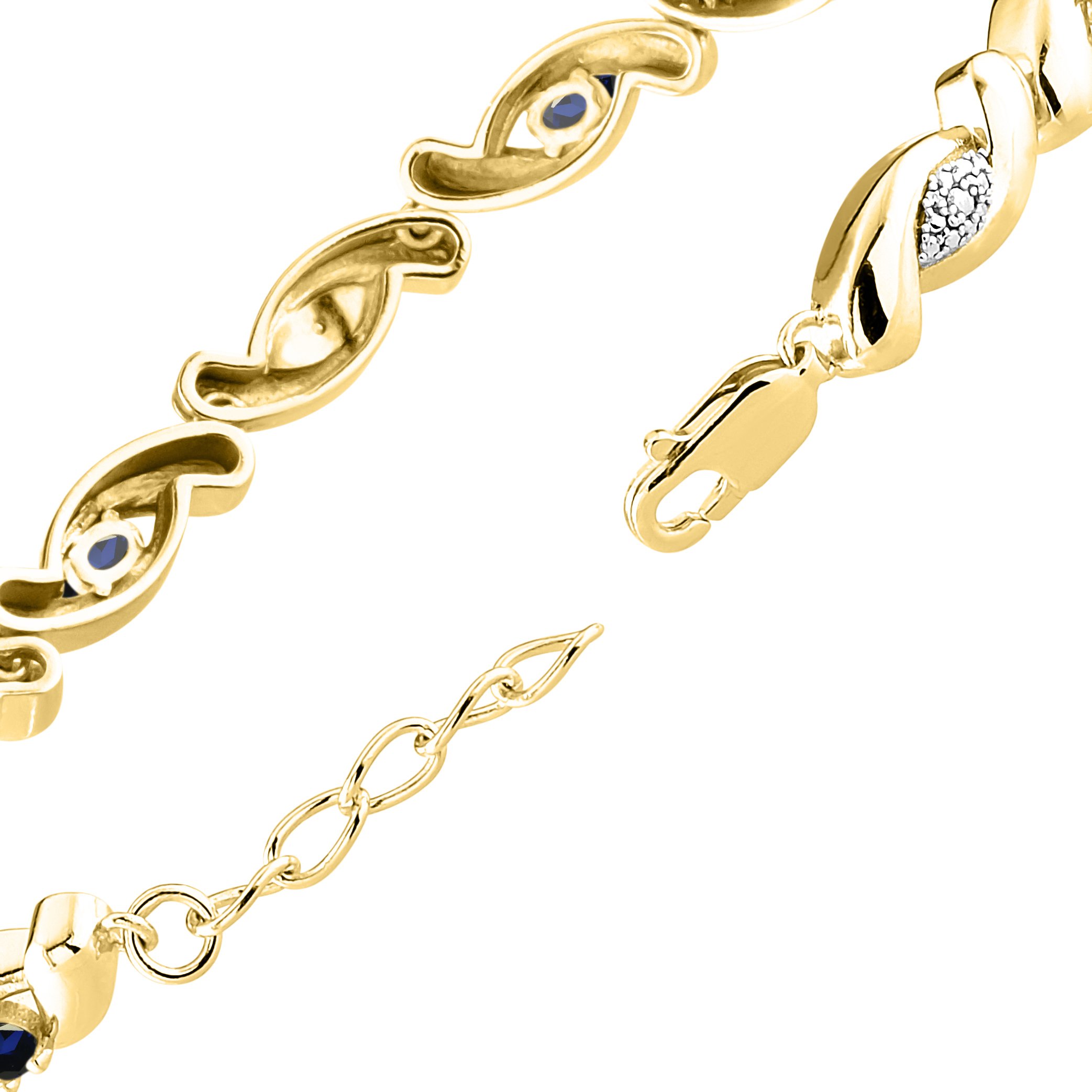 Rylos 925 Sterling Silver Infinity Twist Tennis Bracelet for Women with Gemstones & Diamonds - Adjustable 7