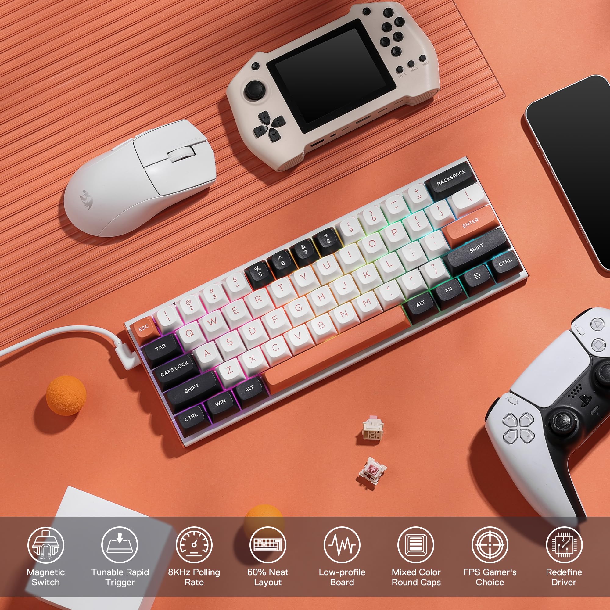 Redragon K683 60% Wired Mechanical Gaming Keyboard - Fast Actuation for Competitive Play