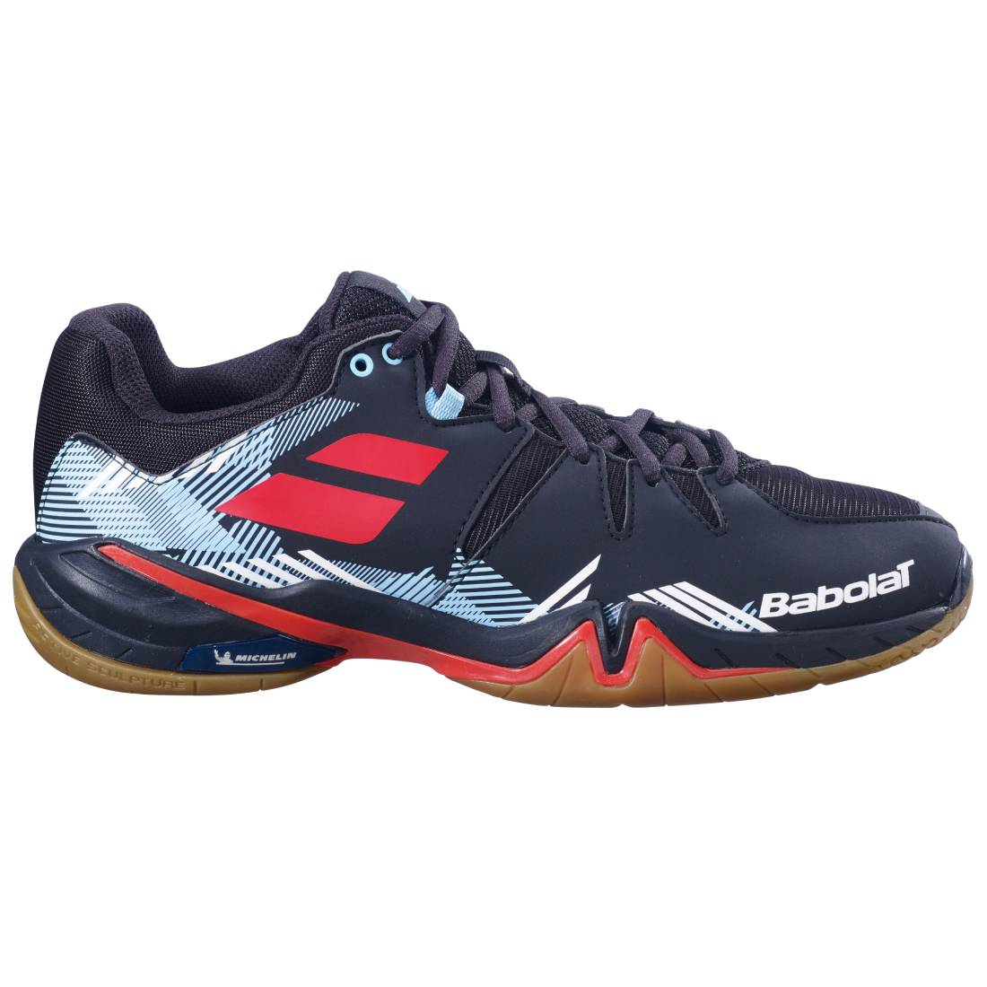Babolat Shadow Spirit Men's Indoor Court Shoes - Black/Red - Lightweight Tennis Shoes for Badminton, Squash & Indoor Sports - Non-Marking Rubber Sole