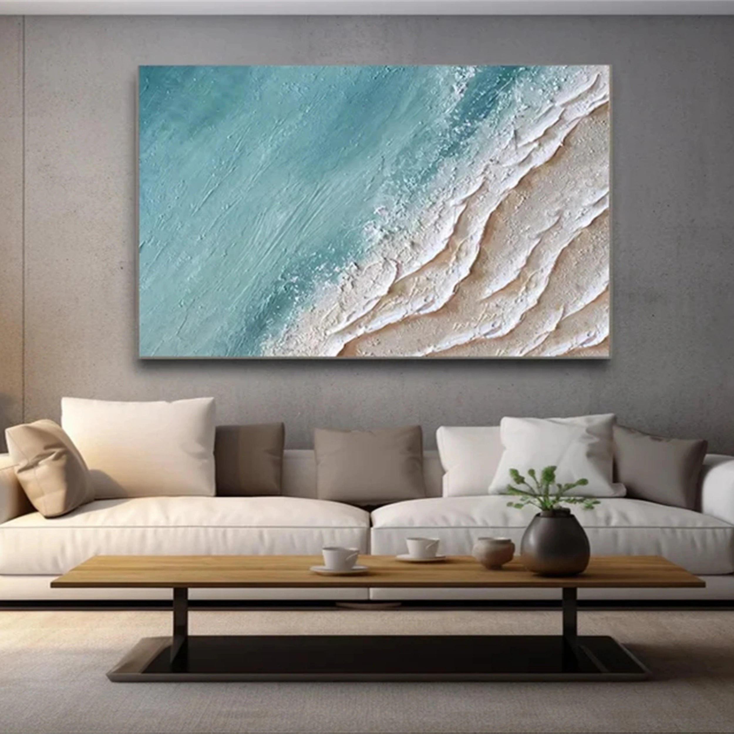 Ocean And Sky Painting #OS 075 - Stunning Seascape Wall Art for Home & Office Decor | Perfect for Living Room, Bedroom or Beach House