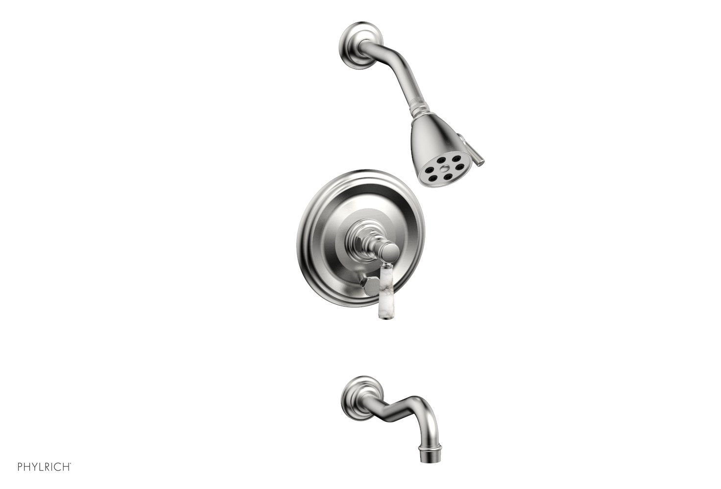 HENRI Pressure Balance Tub and Shower Faucet Set - White Marble Lever Handle 161 28 for Bathroom & Shower Installation | Modern Matte Finish, Easy to Install, Durable Design