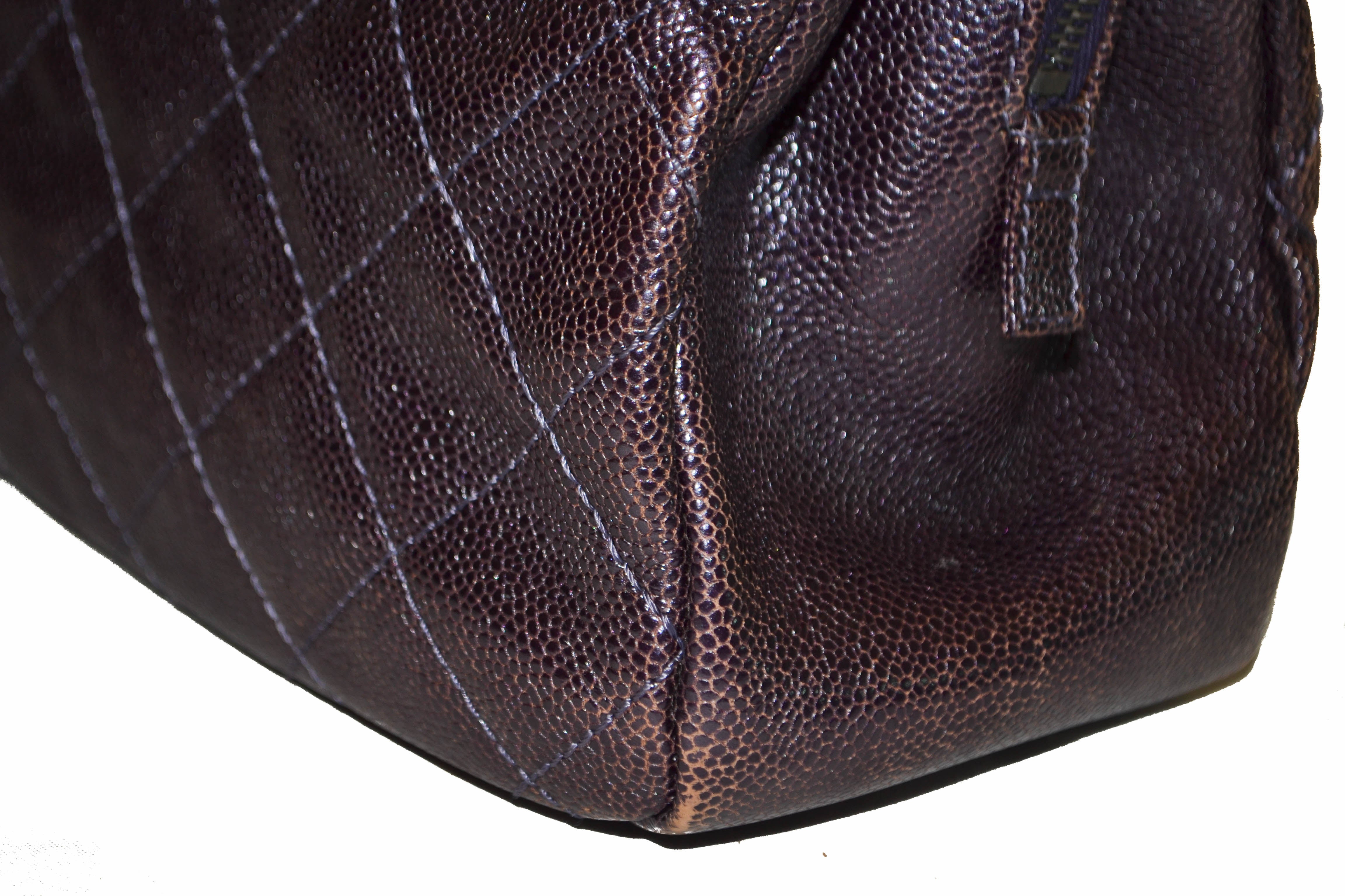 Authentic Chanel Quilted Caviar Leather Shoulder Bag in Metallic Purple - Luxury Designer Handbag for Women, Perfect for Parties, Date Nights & Special Occasions