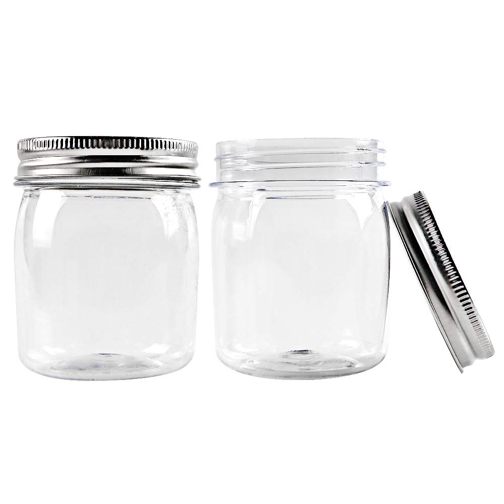 Novelinks 8oz Clear Plastic Jars with Screw-On Lids - 32 Pack BPA-Free Refillable Round Containers for Slime, Crafts, Kitchen & Household Storage - Perfect for DIY Projects, Organizing Spices, and Beauty Products
