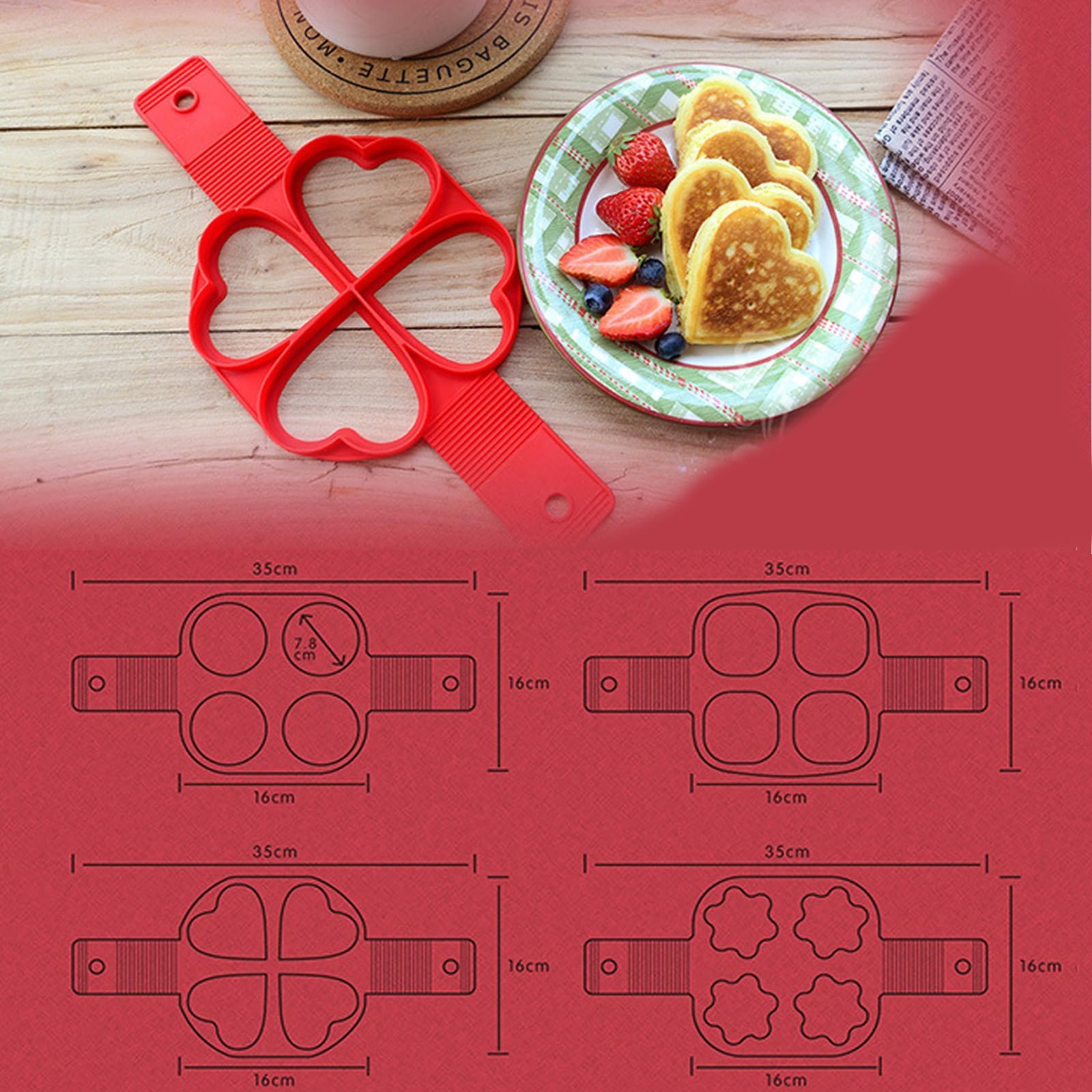 **Heart & Quincunx Silicone Pancake Maker - Flip and Cook Pancake Mold Set (2Pcs) - Perfect for Breakfast, Brunch & Kids Cooking Fun**