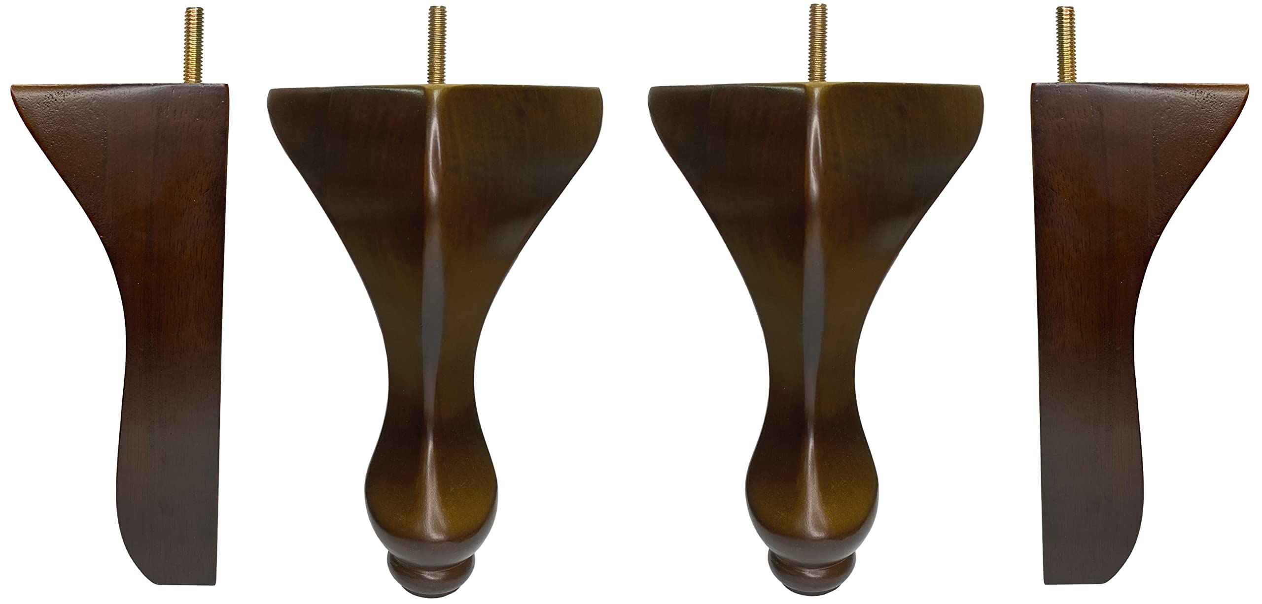 Replacement Dining Chair Legs - Walnut Finish, 8.5 Inch Height, Front & Back Leg Set - Perfect for Kitchen, Dining Room & Office Furniture Repair