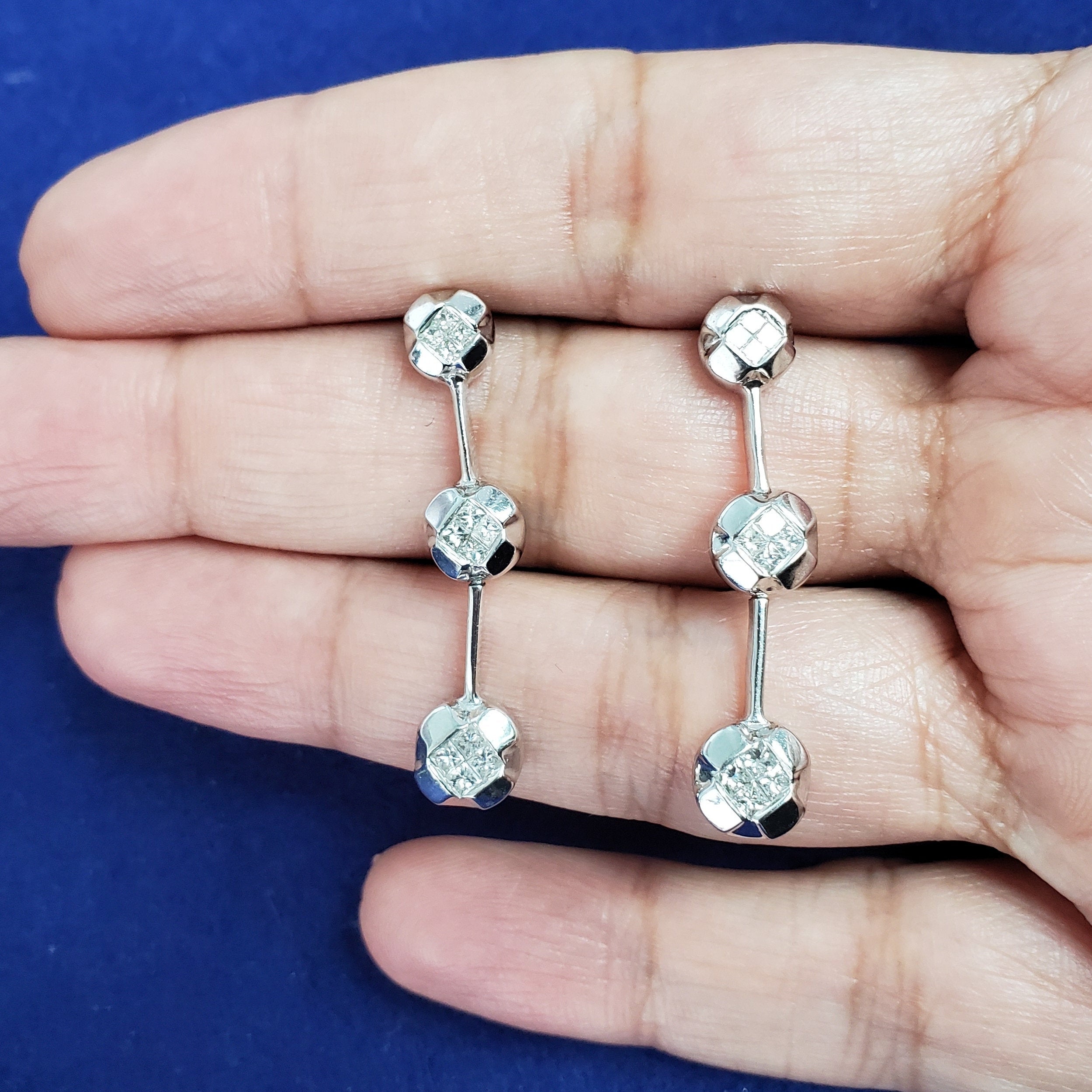 1.00cttw Bezel Set Diamond Drop Earrings in 14K White Gold - Elegant Dangling Earrings for Weddings, Parties & Special Occasions