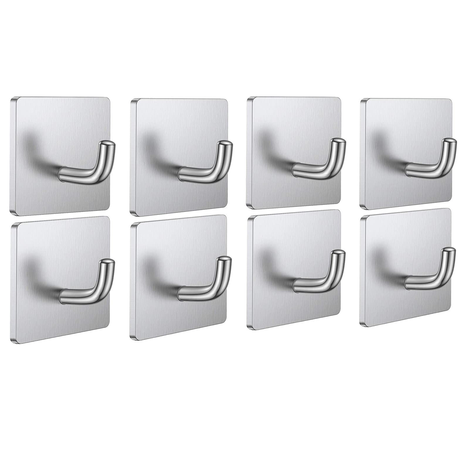 Heavy Duty Stainless Steel Wall Hooks - 4 Pack Waterproof Adhesive Hooks for Towels, Clothes & Doors | Perfect for Bathroom, Kitchen & Bedroom Organization