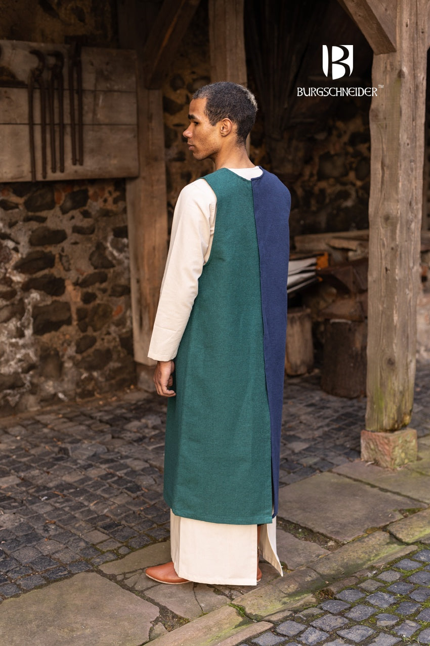 Left Side Tabard Auderic Green - Medieval Renaissance Costume Accessory for LARP, Cosplay & Historical Reenactment