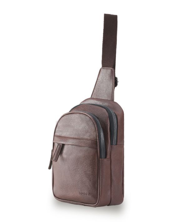 Tosca VG019 Vegan Leather Sling Backpack - Chocolate Brown Crossbody Bag for Men & Women | Perfect for Travel, Work & Everyday Use