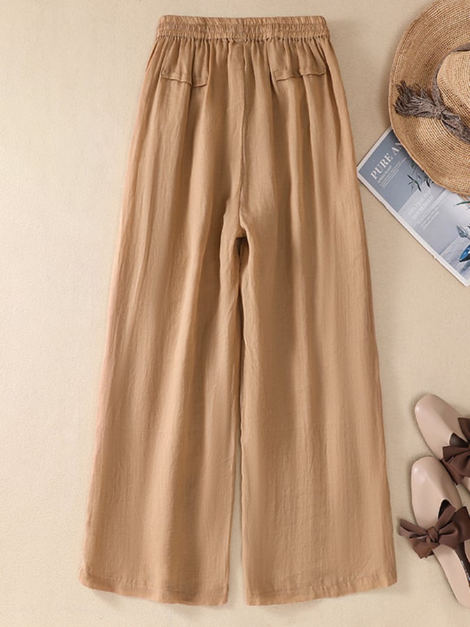 Lovevop Women's High Waisted Cotton Lace Stitching Wide Leg Pants - Comfortable Casual Lounge Pants for Work, Travel & Everyday Wear