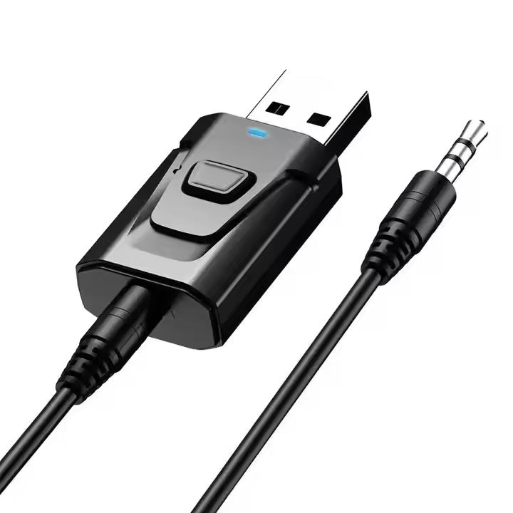 5.0 Bluetooth Car Adapter with USB & 3.5mm Jack – Wireless Audio Transmitter & Receiver – Universal Hands-Free Kit for Music, Calls & Navigation in Your Vehicle