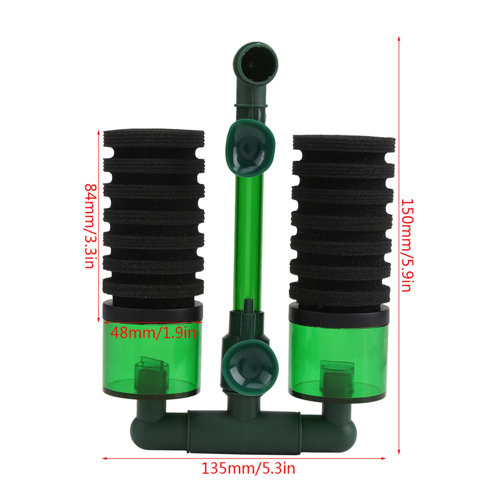 GLOGLOW Aquarium Sponge Filter - Dual Head Air Pump Foam Filter for Fish Tanks (QS-100A) - Perfect for Freshwater & Saltwater Aquariums