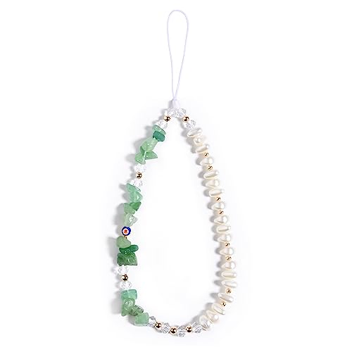 Healing Crystal Phone Charm - Amethyst, Rose Quartz & Aventurine Natural Stone Phone Strap with Evil Eye Protection - Spiritual Phone Keychain Accessory for Stress Relief, Positive Energy & Daily Protection
