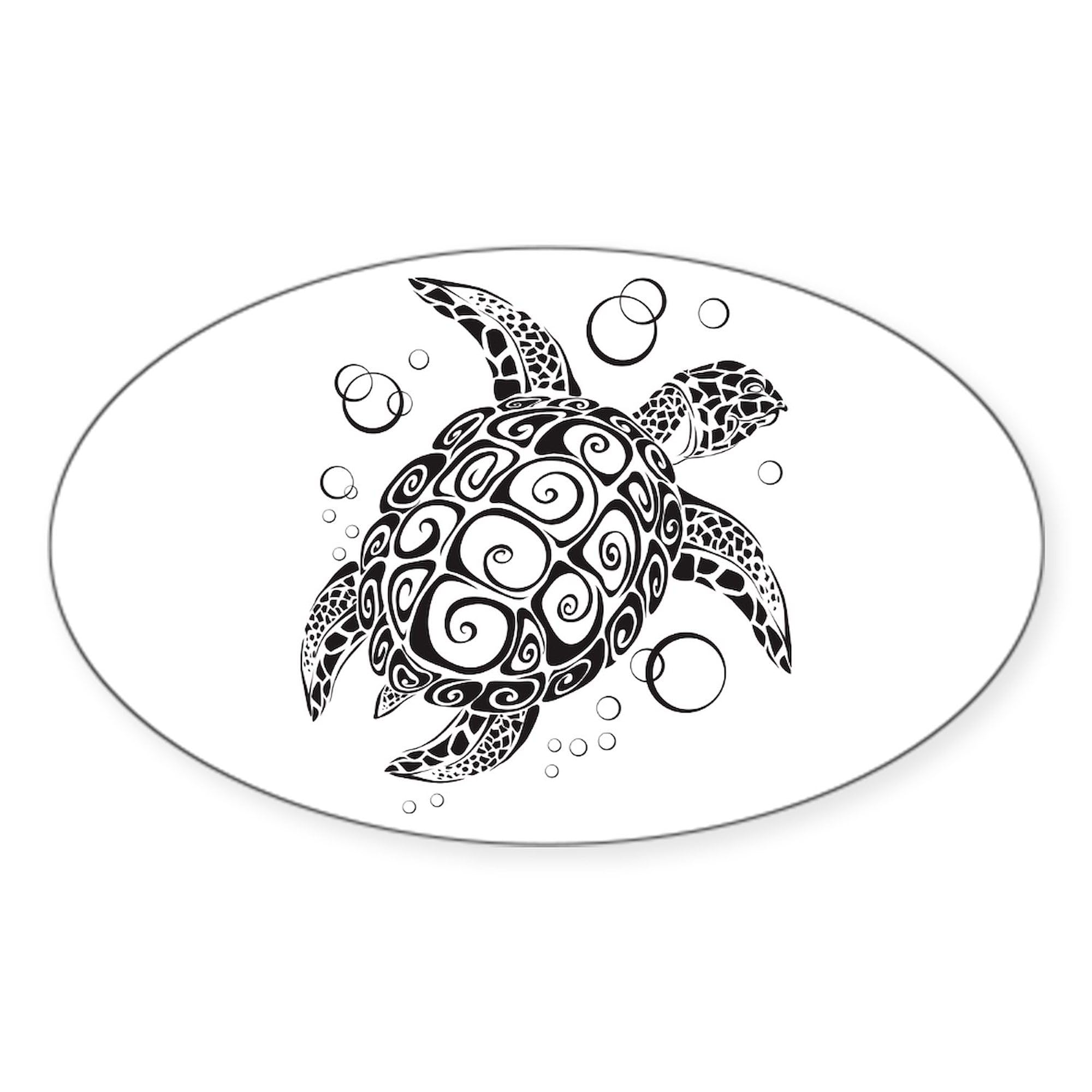 Sea Turtle Car Sticker - Oval Bumper Decal for Cars & Laptops