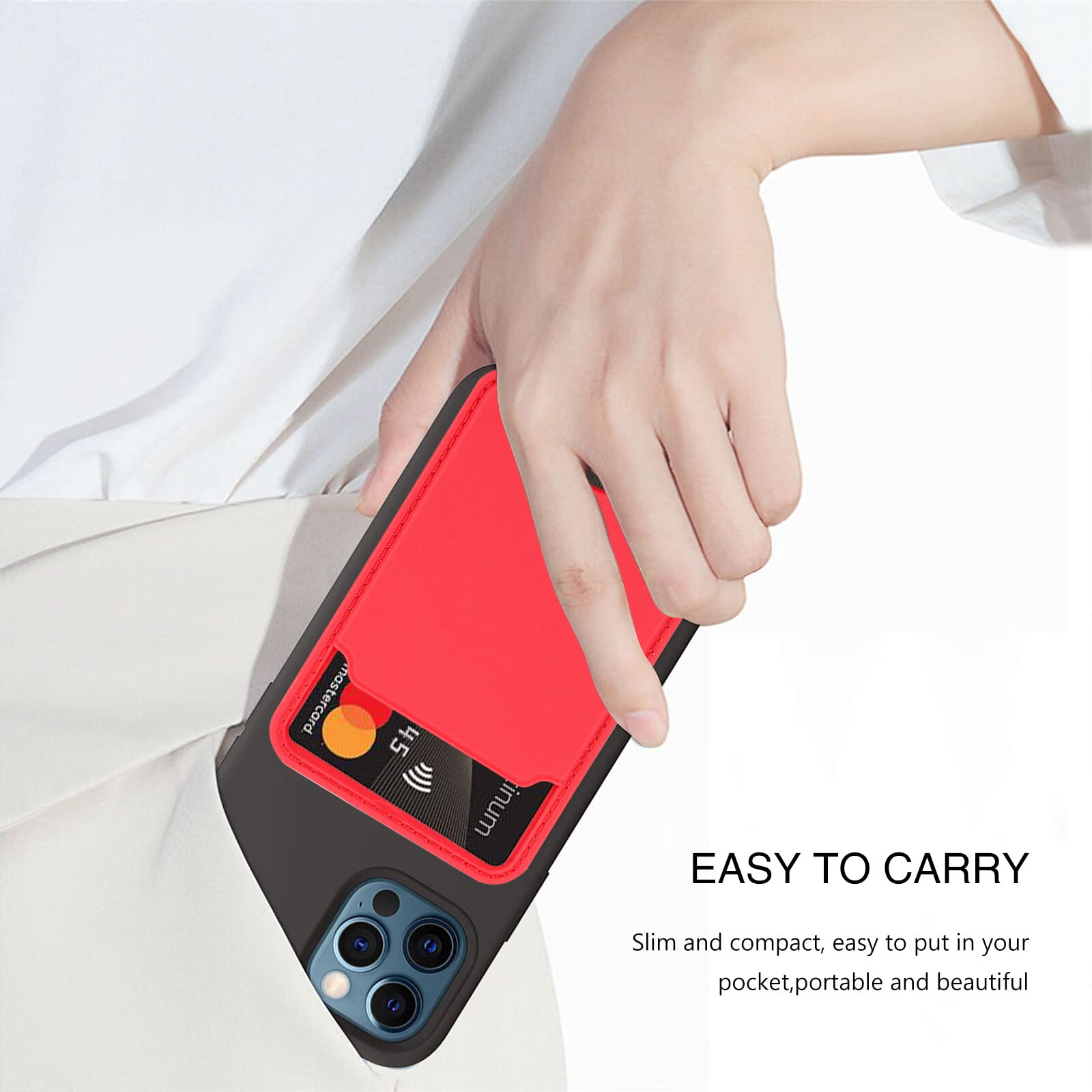 3 Pack Silicone Phone Card Holder - Stick On Wallet for iPhone, Samsung & Android - Secure Credit Card Holder for Back of Phone (Red) | Perfect for Travel, Shopping & Everyday Use