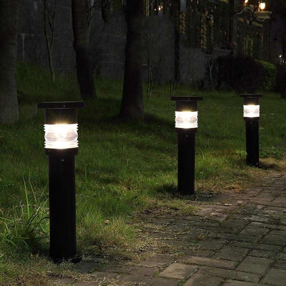 Waterproof Solar LED Outdoor Garden Light - Modern Black Aluminum Cylinder Pathway Lamp for Courtyard, Lawn & Patio | Weatherproof Landscape Lighting for Pathways, Driveways & Backyard Decor